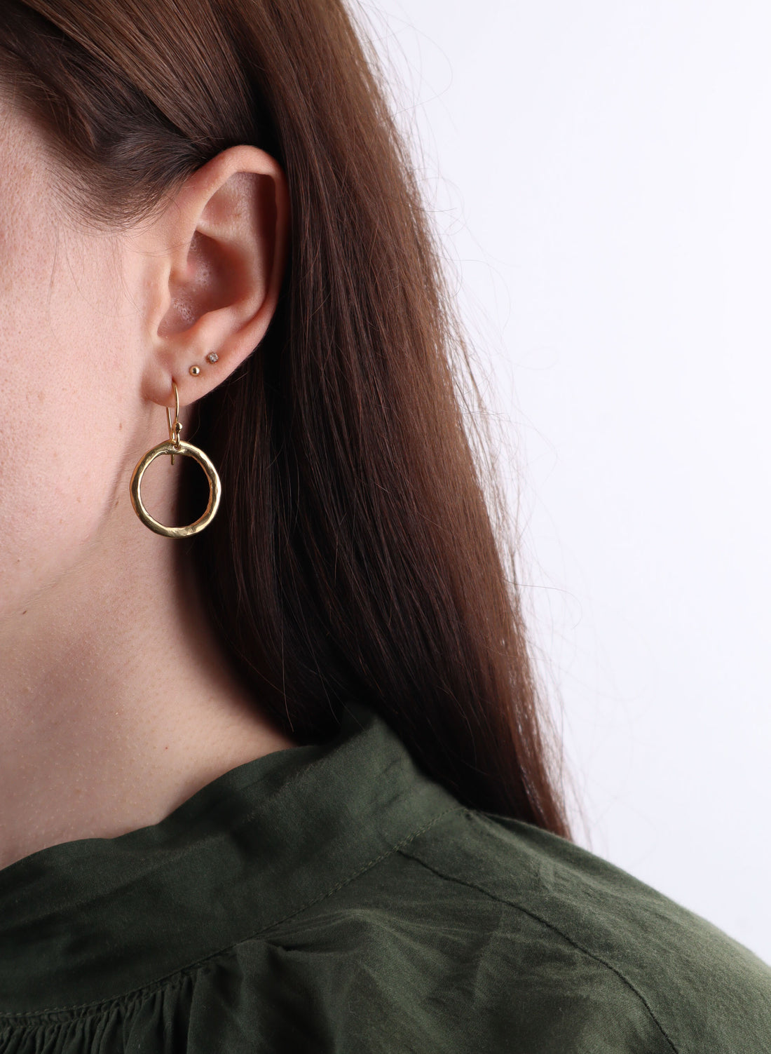 Organic Circle Link Silver and 18ct Gold Earrings