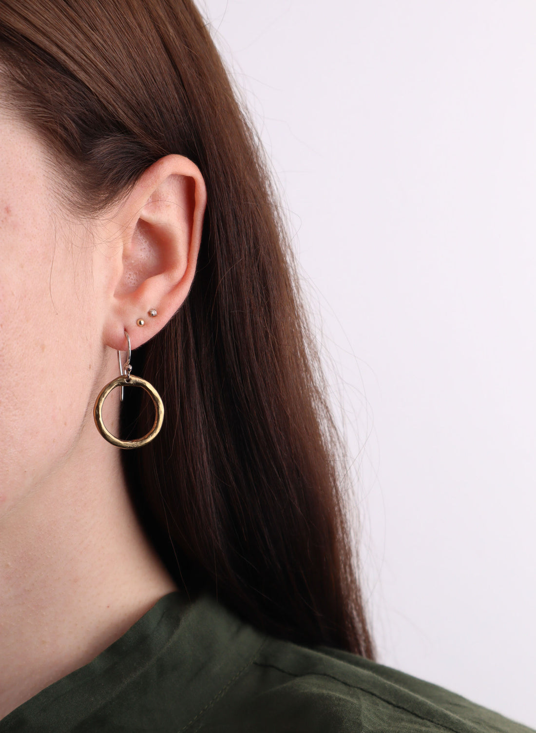Organic Circle Link Silver and Bronze Earrings