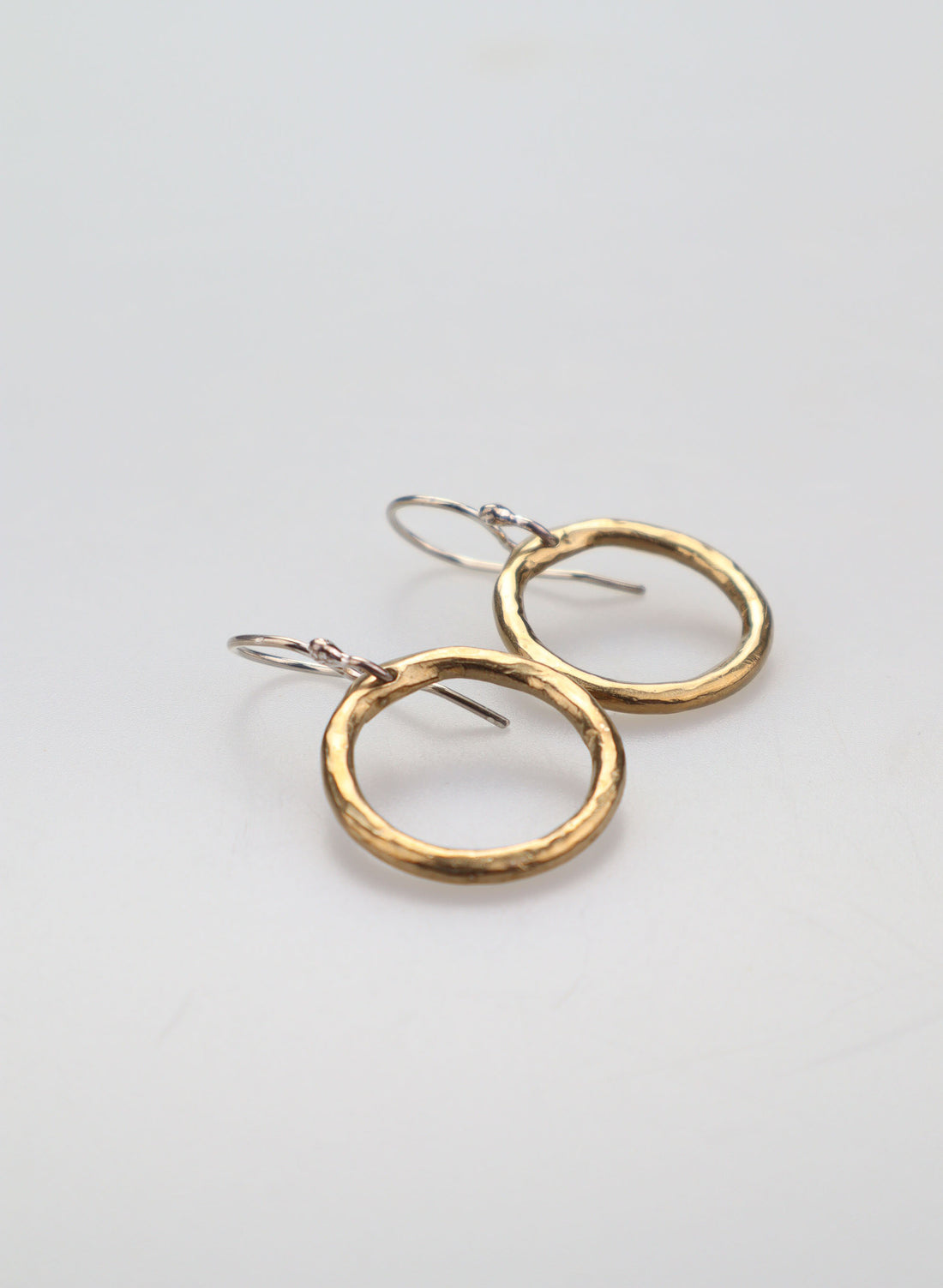 Organic Circle Link Silver and Bronze Earrings