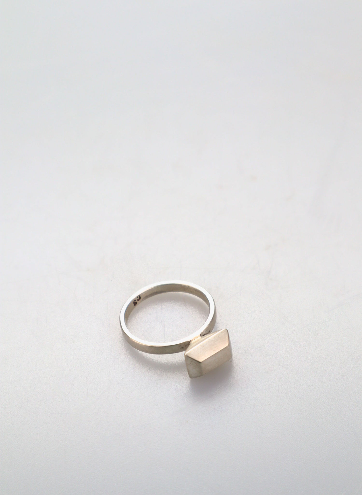 Medium Rectangular Diamond Ring - Stirling Silver