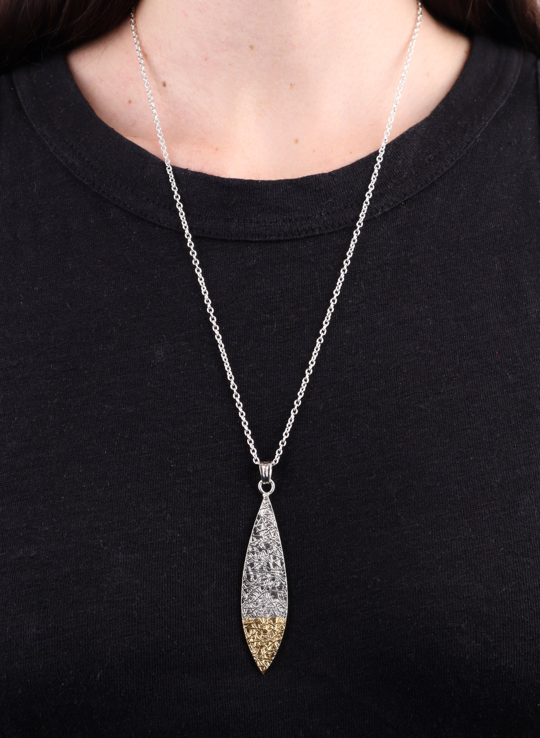 Texture Pendant - Sterling Silver &amp; 22ct Yellow Gold