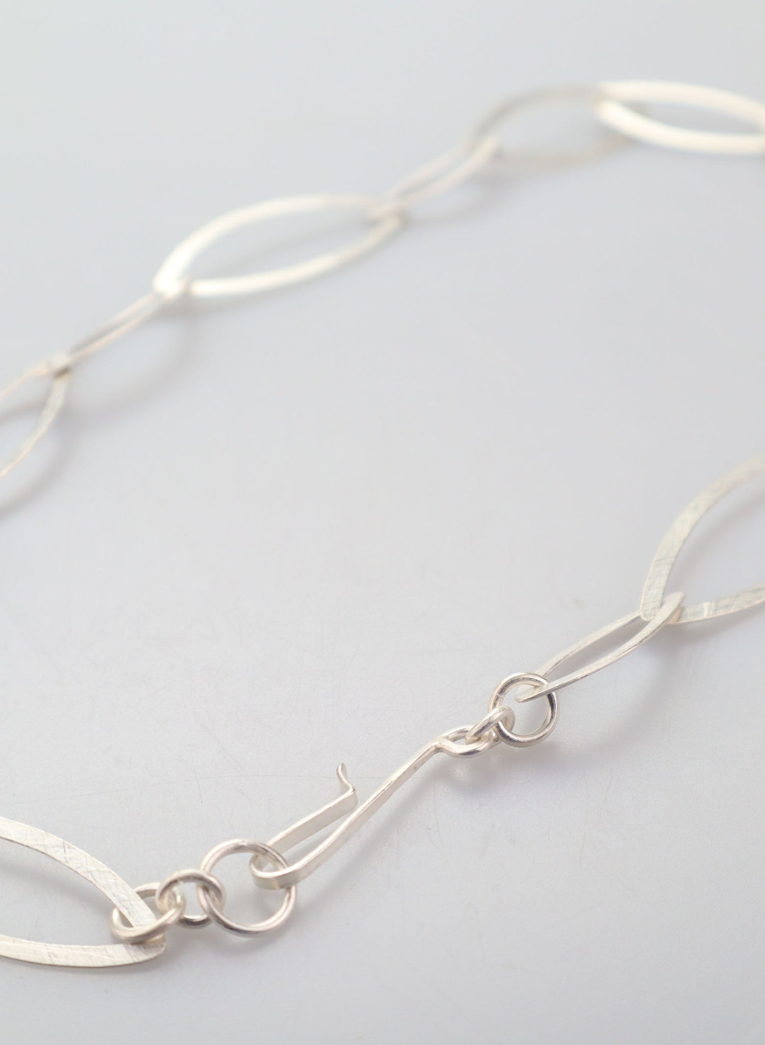 Pointed Long Link Necklace - Sterling Silver, Small