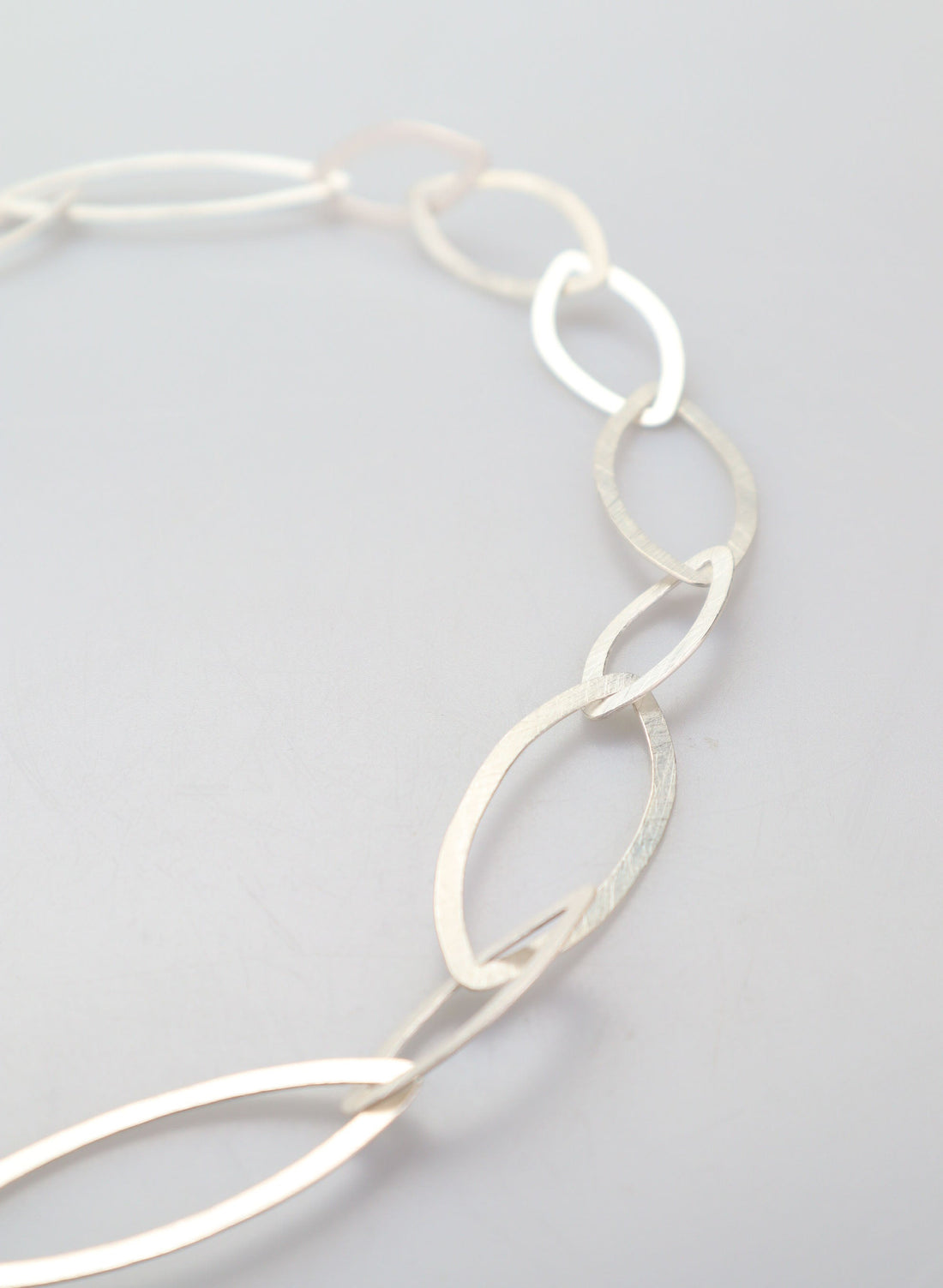 Pointed Long Link Necklace - Sterling Silver, Small