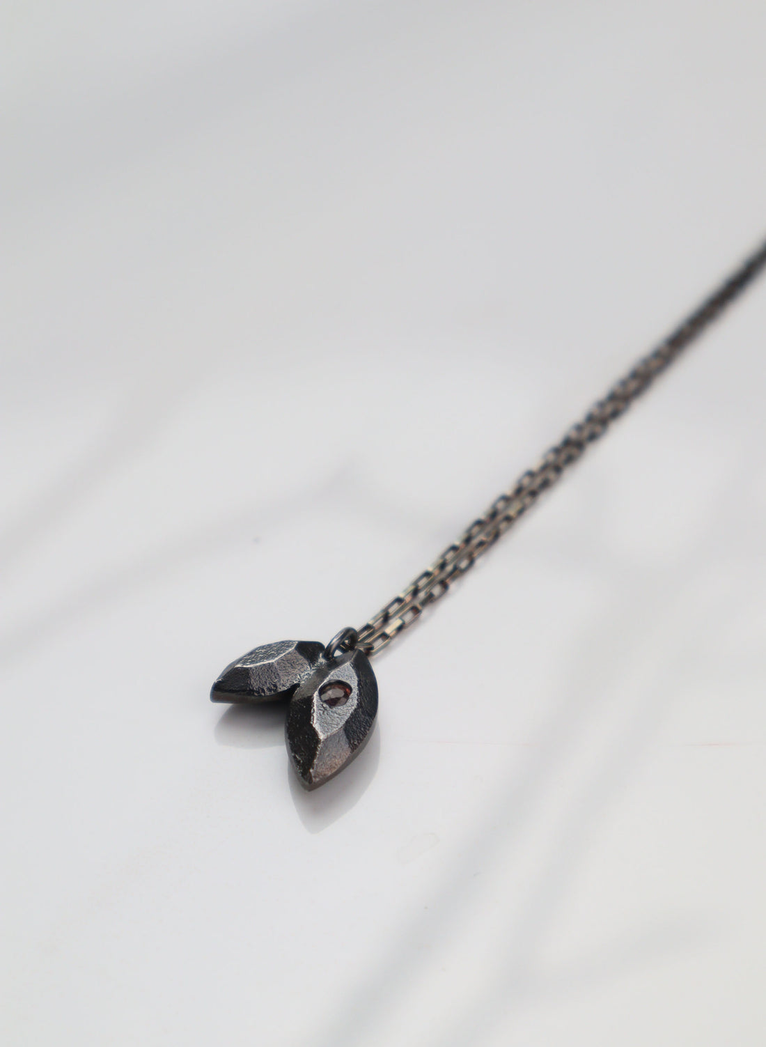 Oxidised Silver Marquise Sapphire Pendant