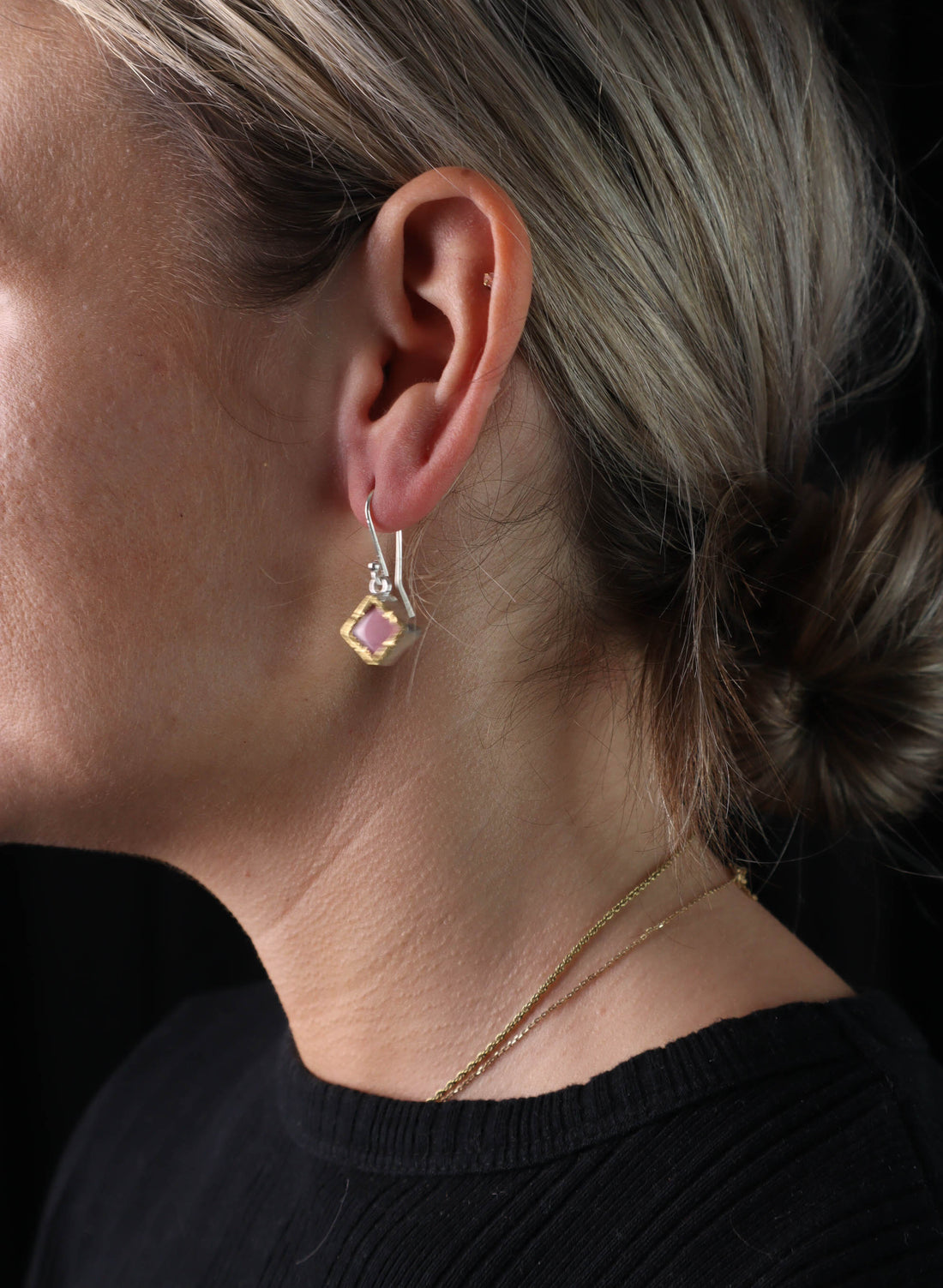 Diamond Rhodinite Earrings - 22ct Gold