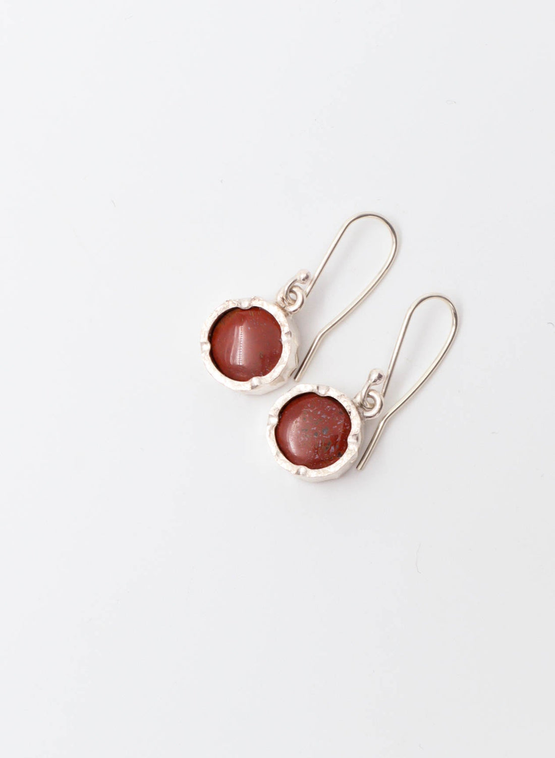 Round Jasper Earrings - Sterling Silver