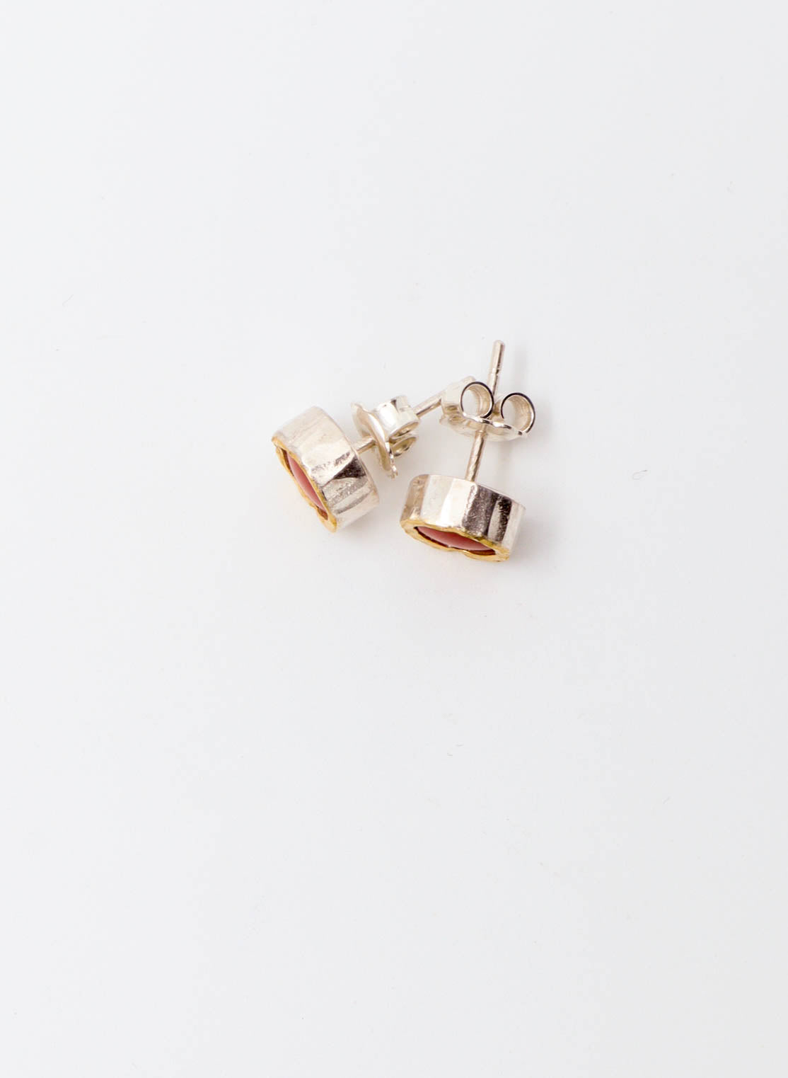 Australian Rhodinite Stud Earrings - 9ct Gold &amp; Sterling Silver