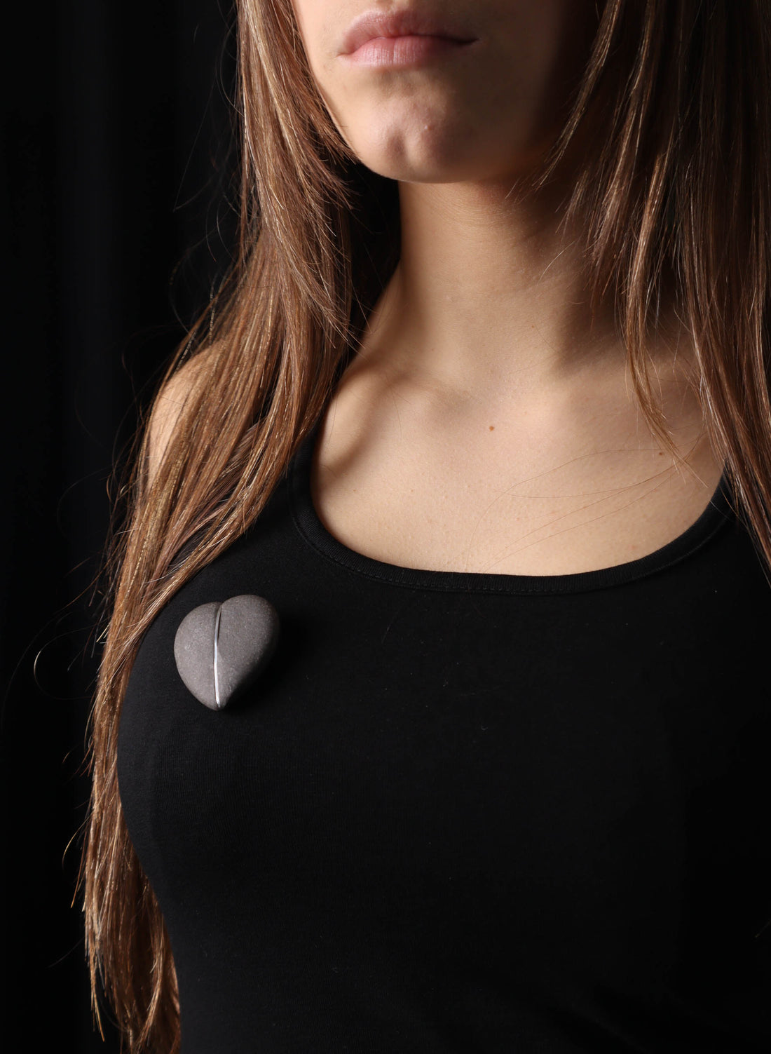 Heart Stone Brooch- Birdlings Flat Pebble &amp; Sterling Silver