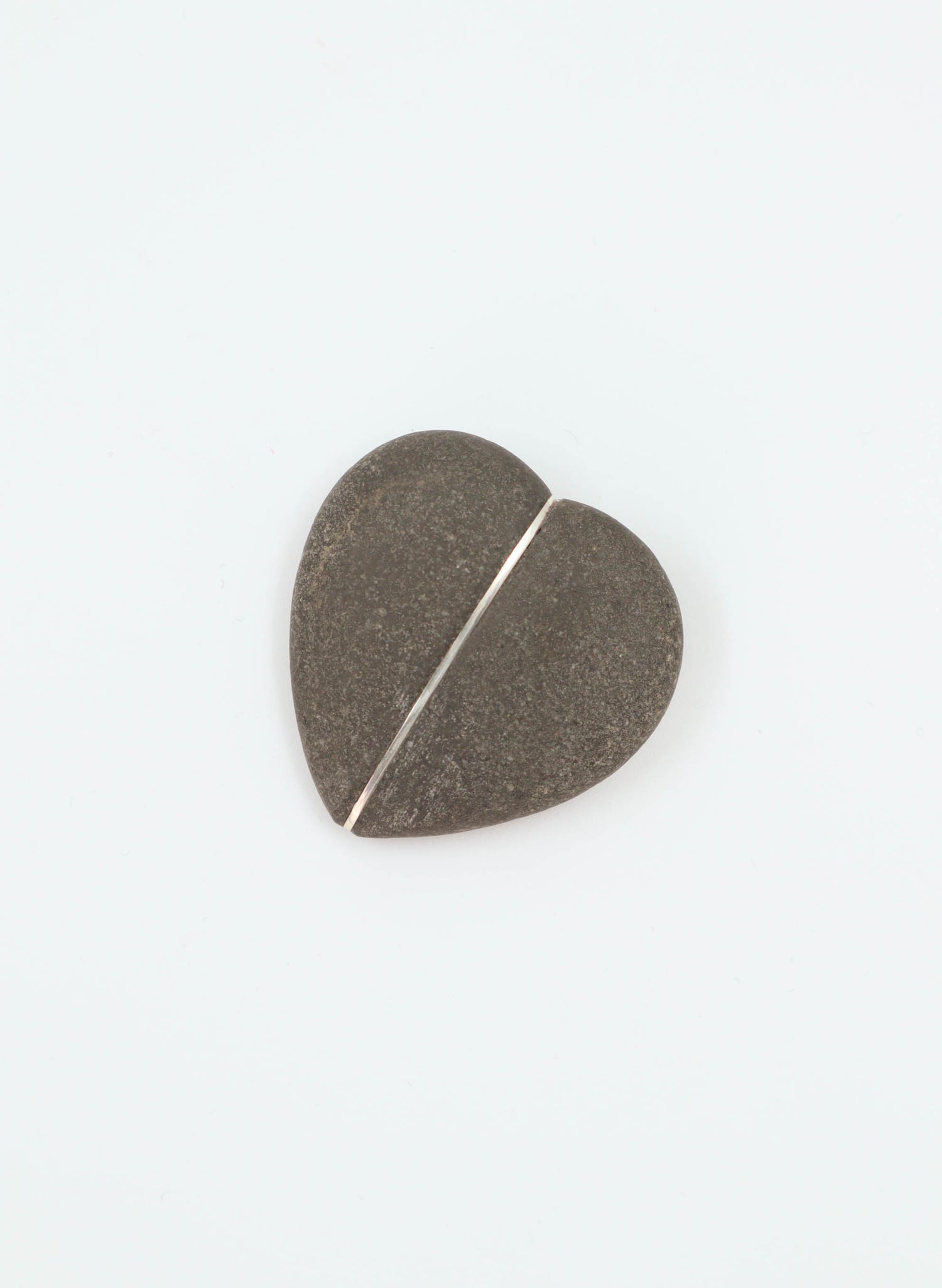 Heart Stone Brooch- Birdlings Flat Pebble &amp; Sterling Silver