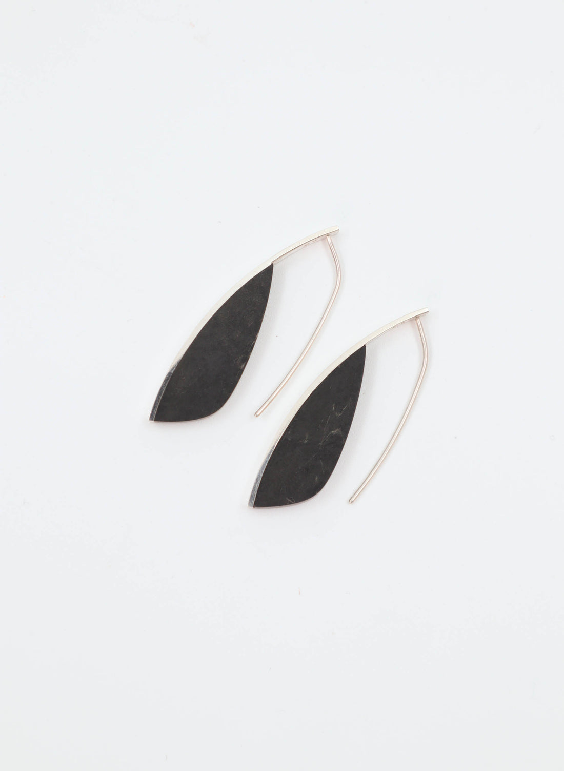 Curve Earrings - Basalt &amp; Sterling Silver