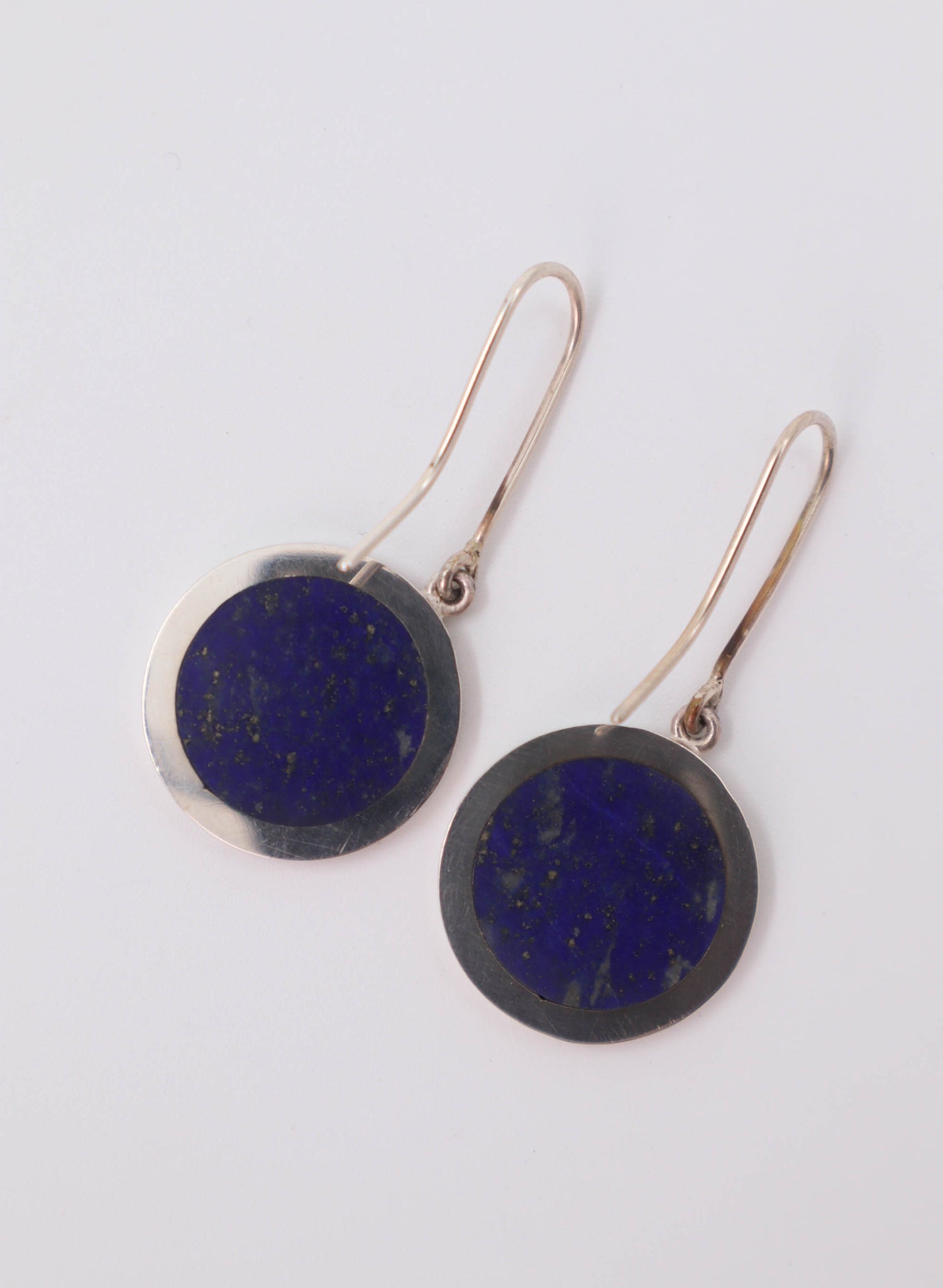 Disc Earrings - Sterling Silver &amp; Lapis