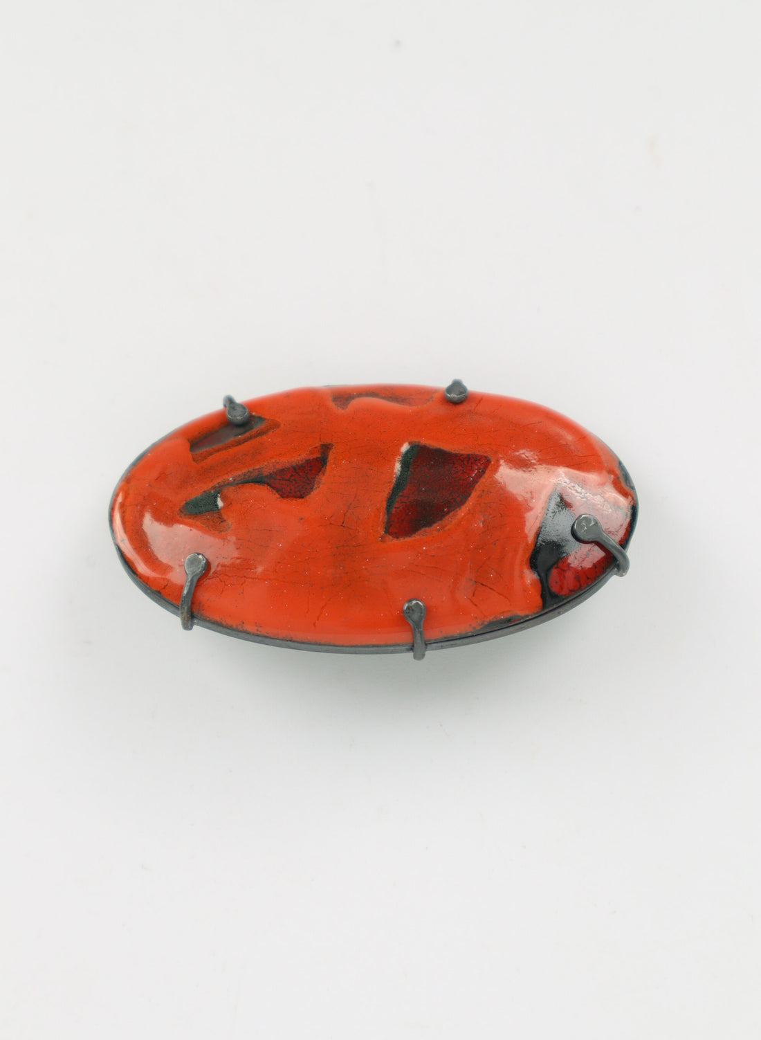 Red Oxidised Silver Flow Brooch