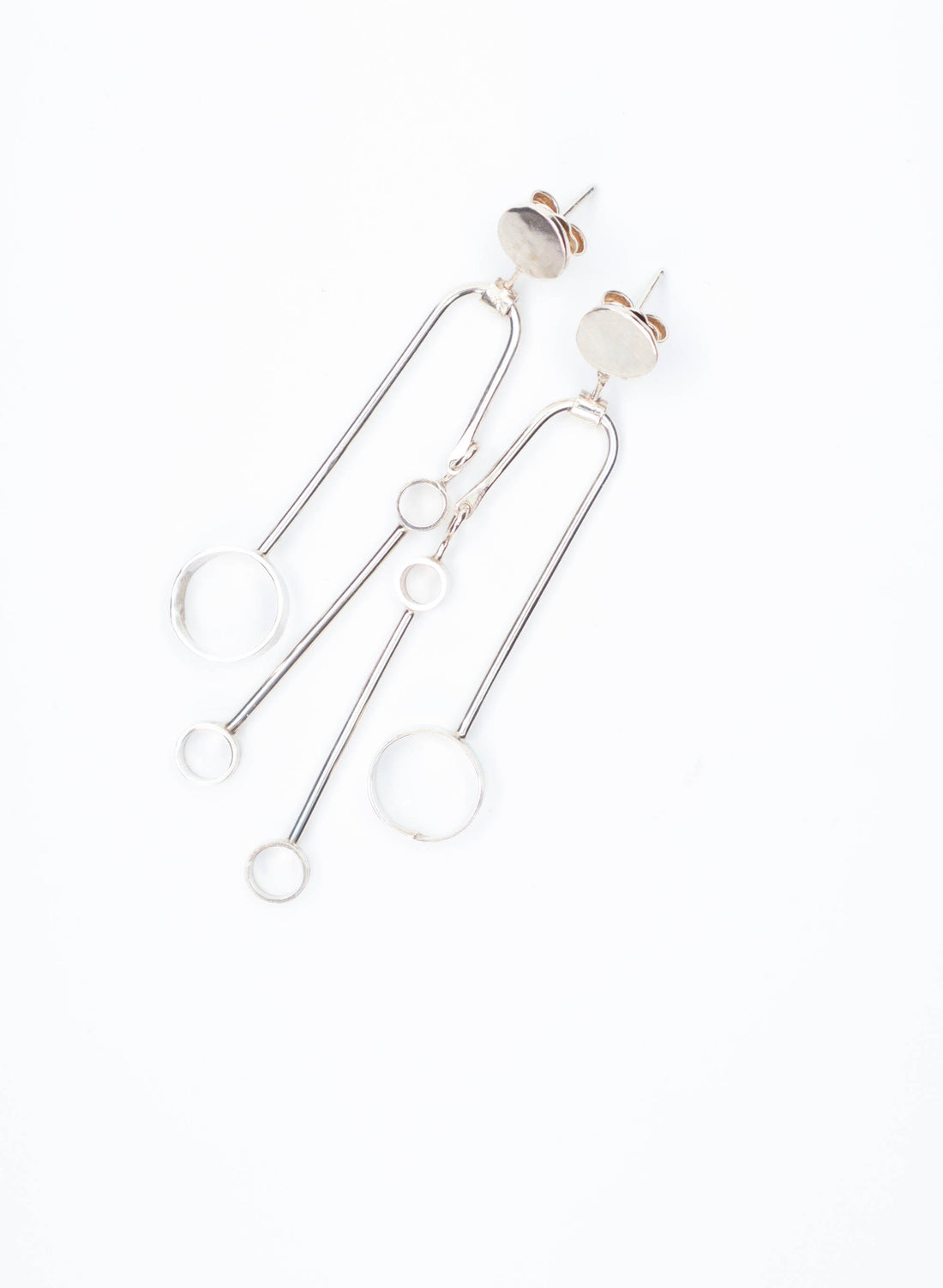 Solar Pendant Stud Earrings - Sterling Silver