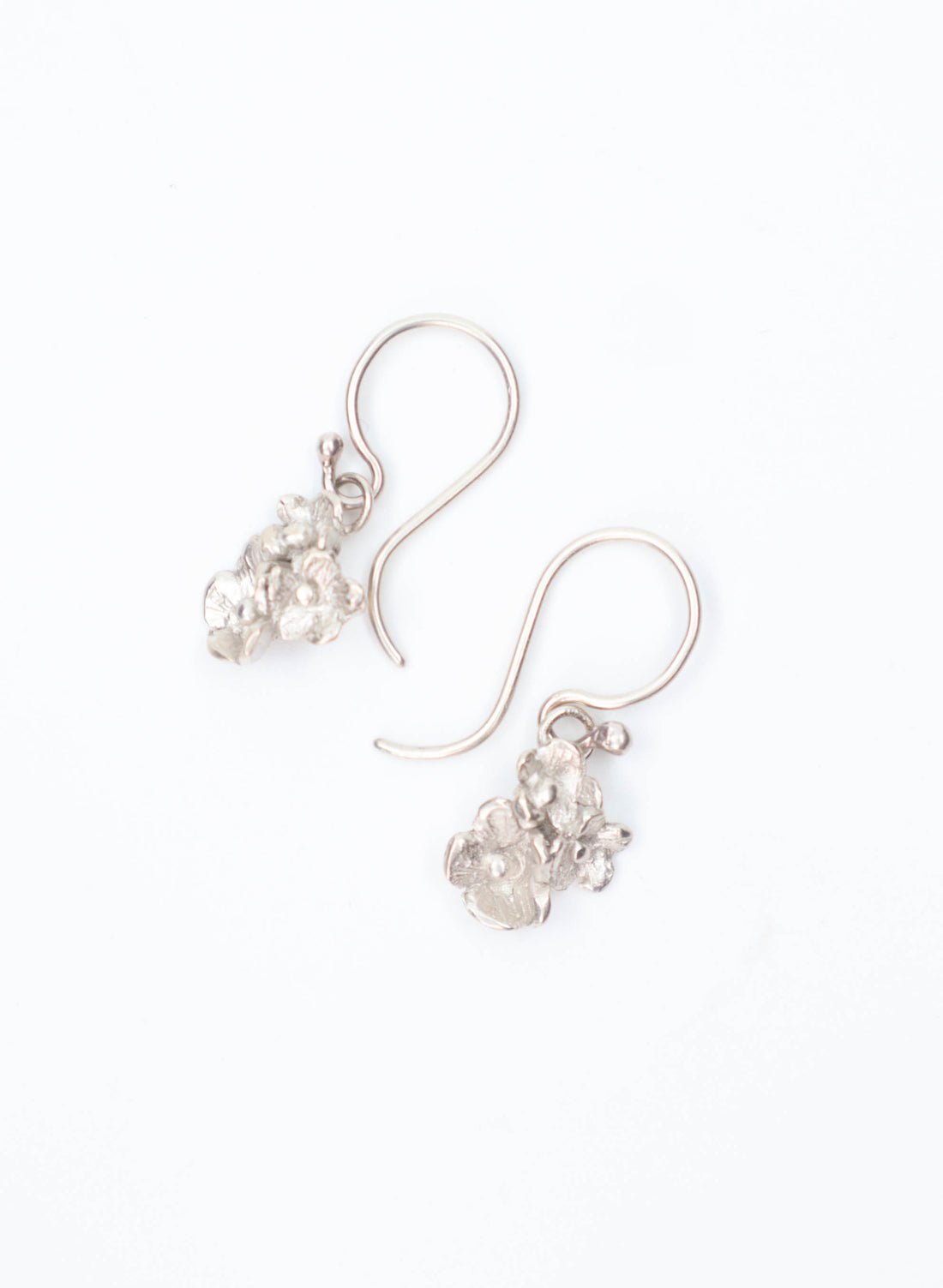 Dainty Flower Dangle Earrings - Sterling Silver