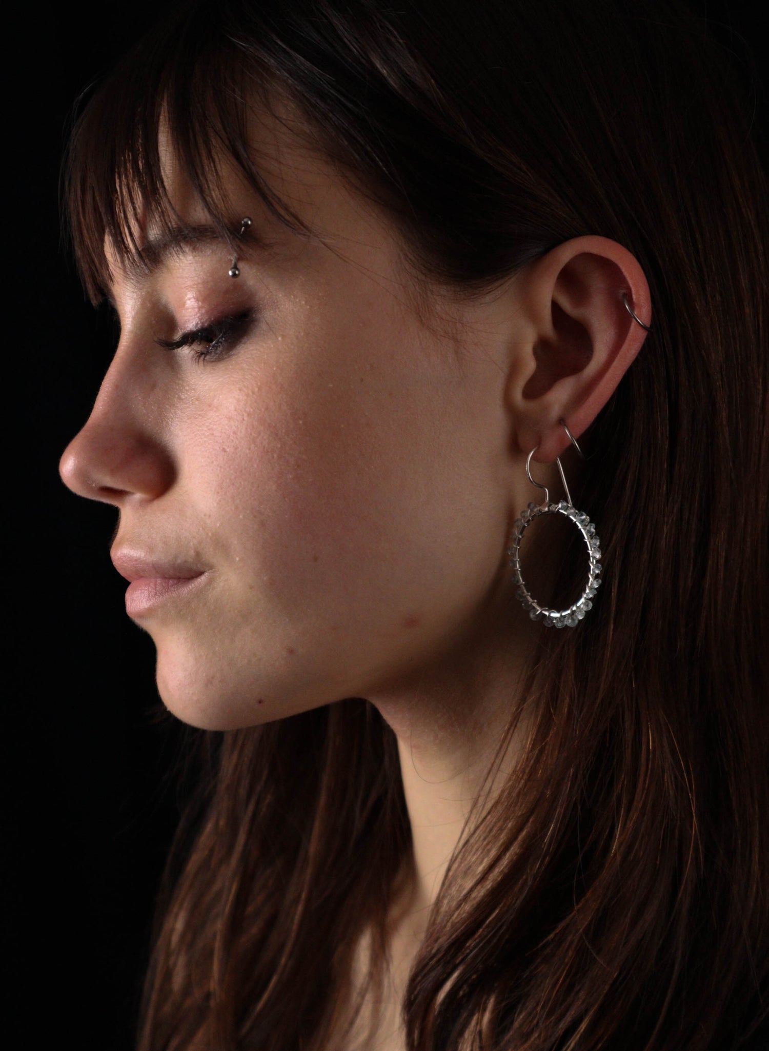 Celestial Hoop Earrings - Blue Topaz