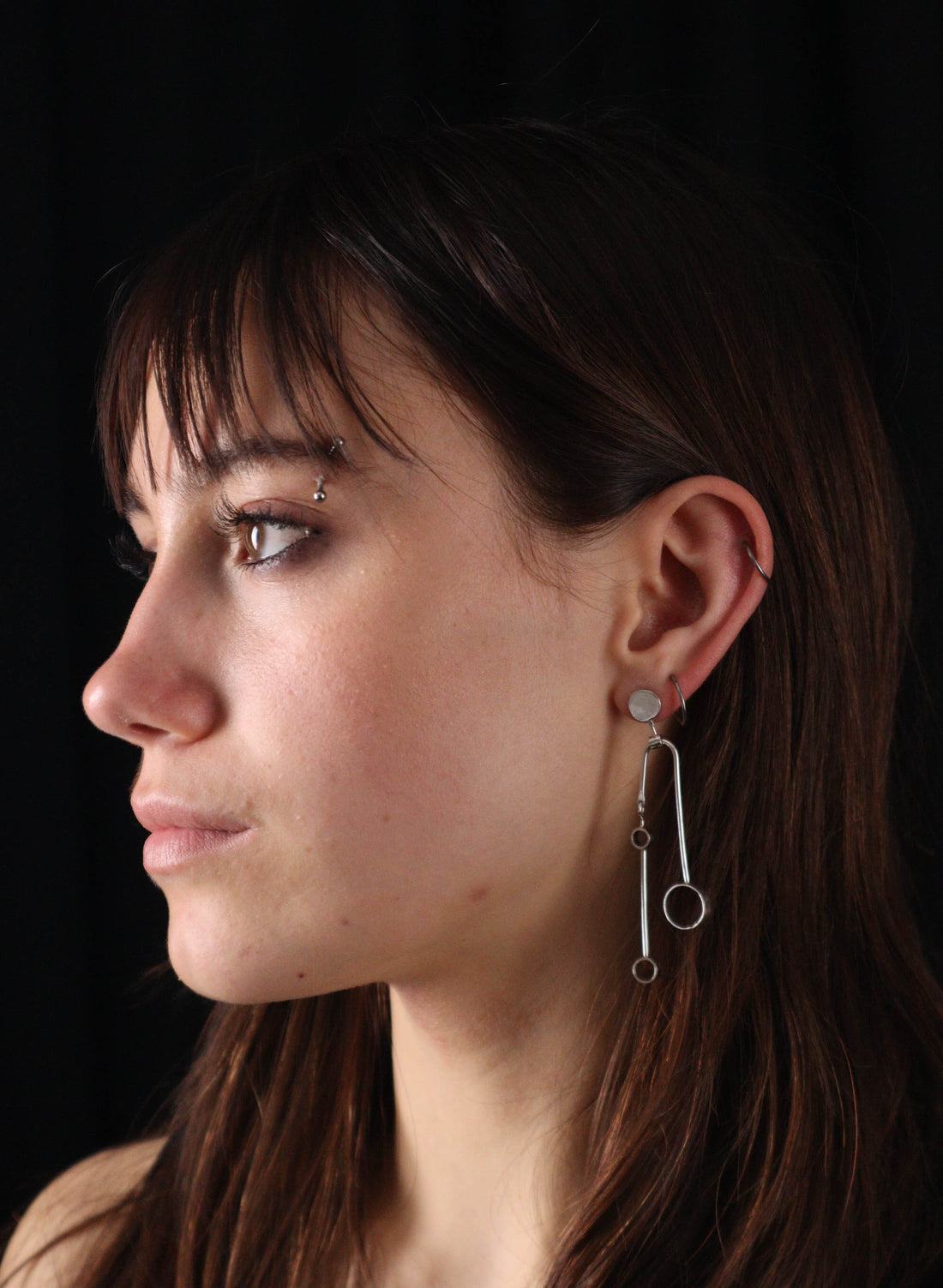 Solar Pendant Stud Earrings - Sterling Silver