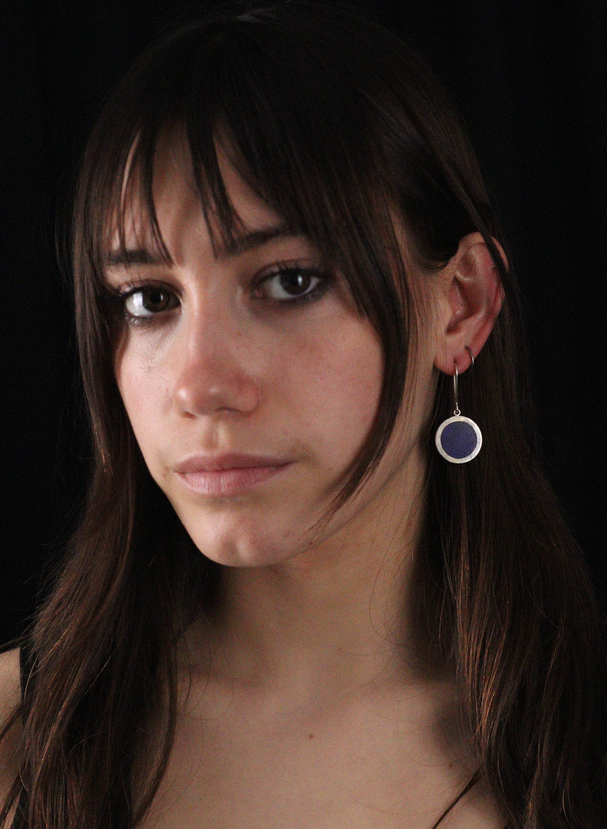 Disc Earrings - Sterling Silver &amp; Lapis