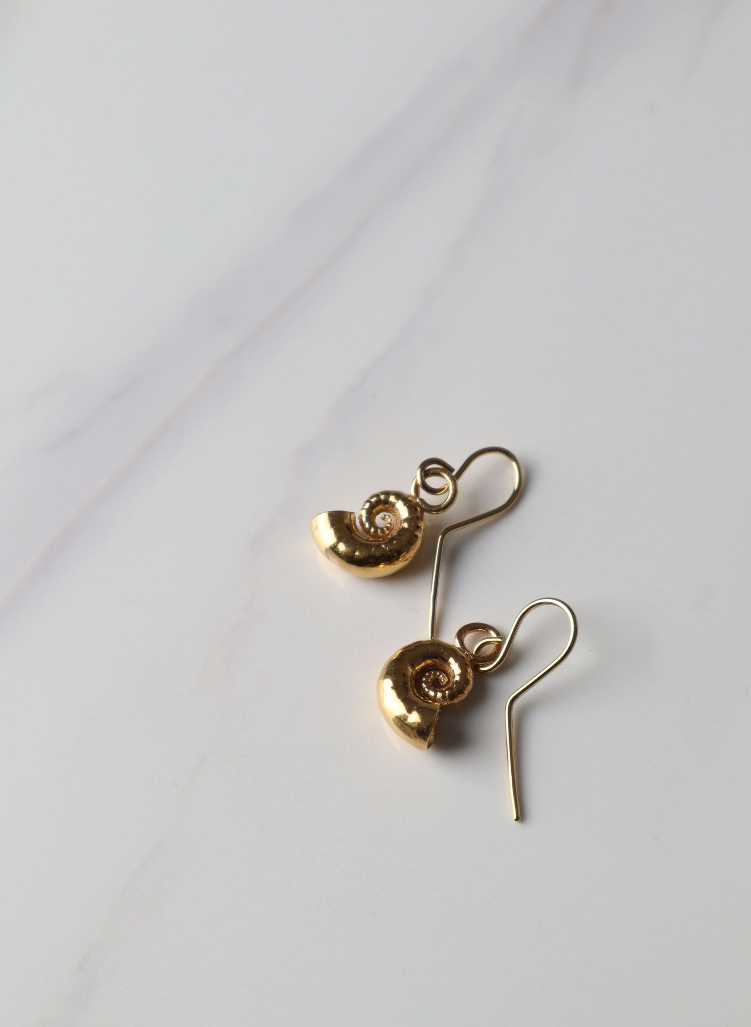 Spiral Shell Hook Earrings - Gold