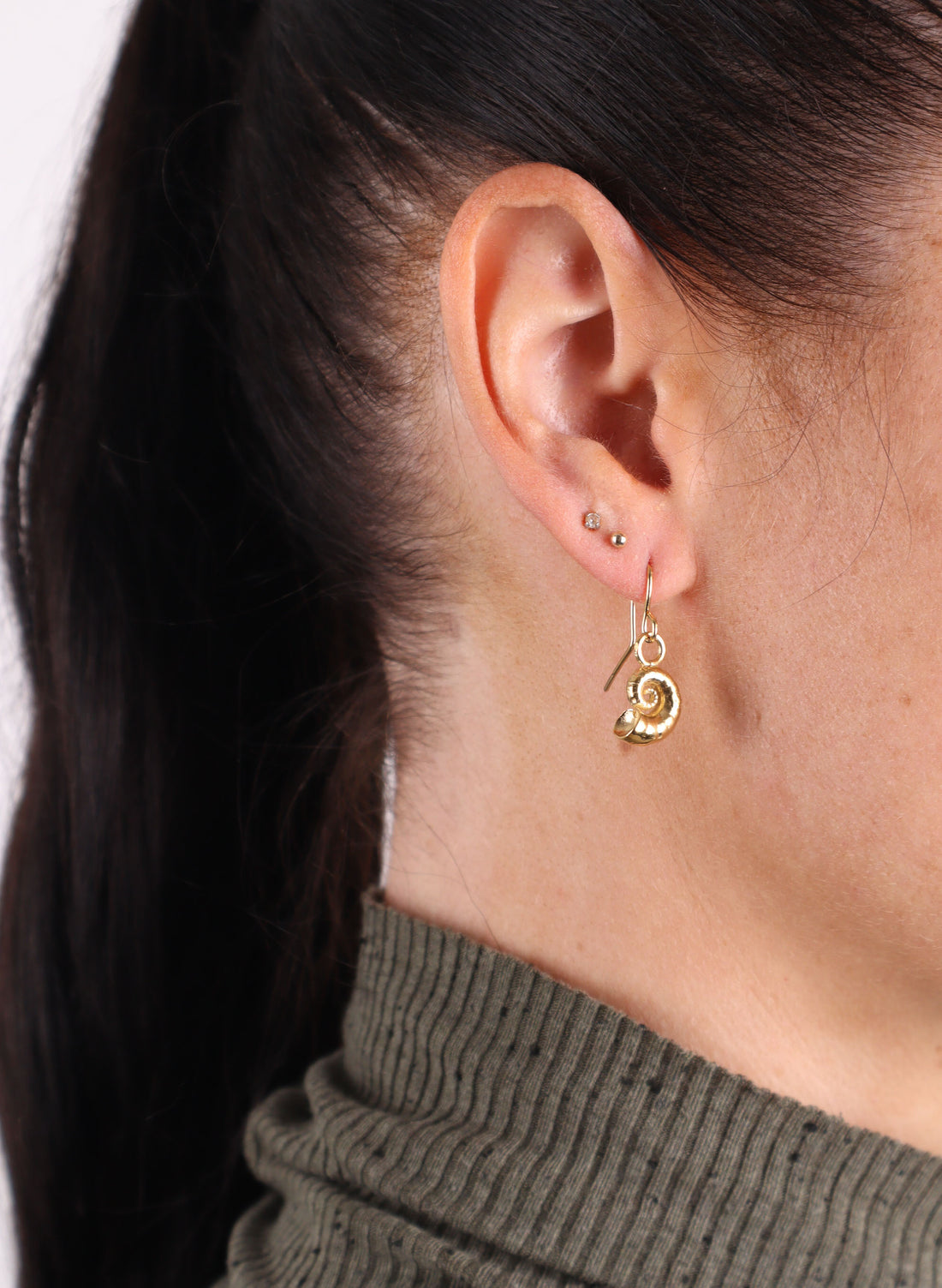 Spiral Shell Hook Earrings - Gold
