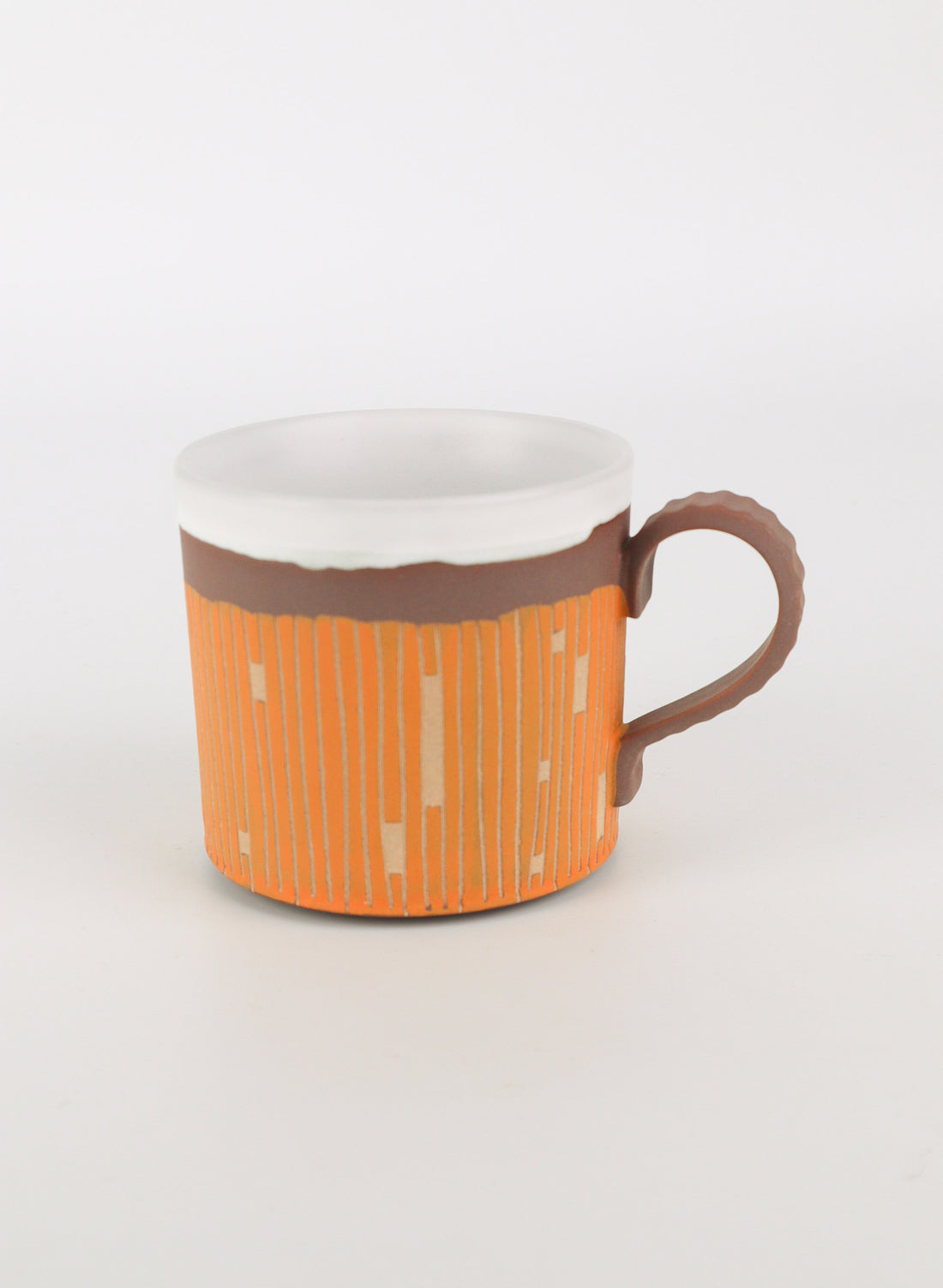Orange Line Carved Mug