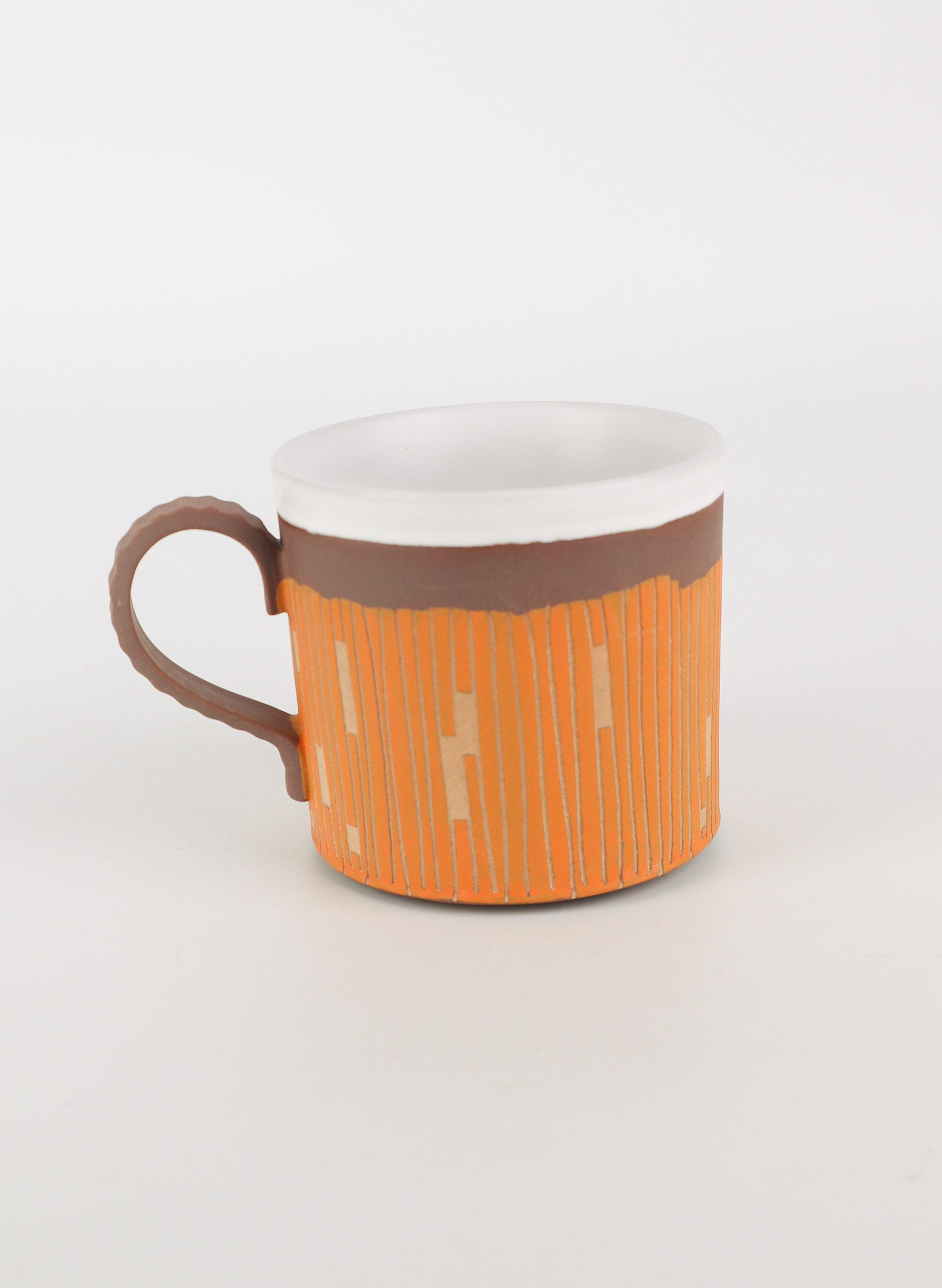 Orange Line Carved Mug