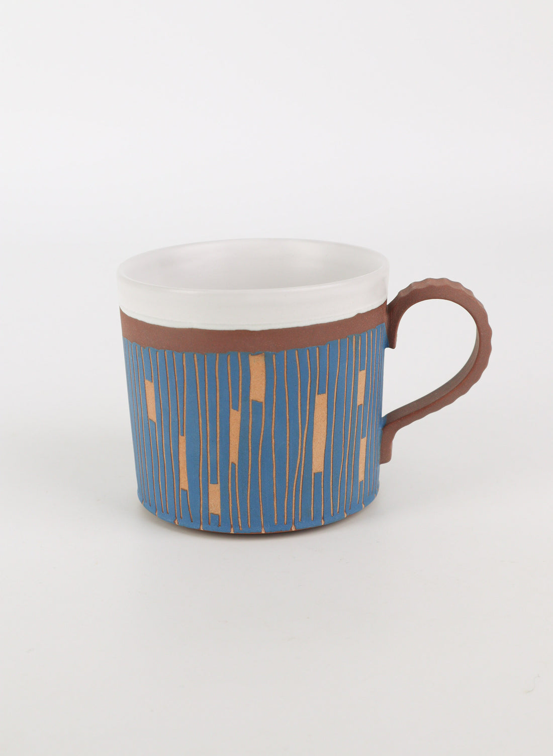 Blue Line Carved Mug