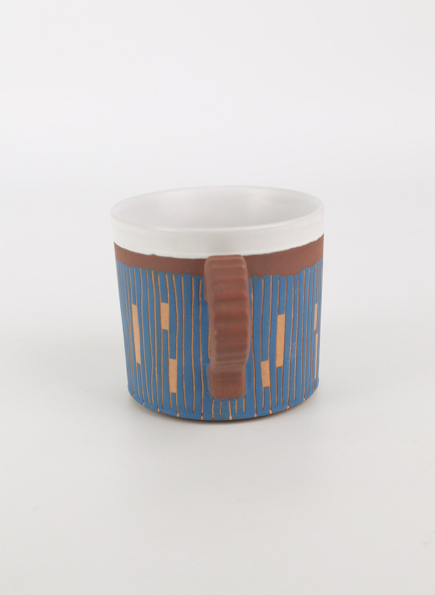 Blue Line Carved Mug