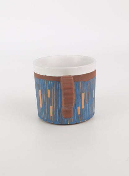 Blue Line Carved Mug