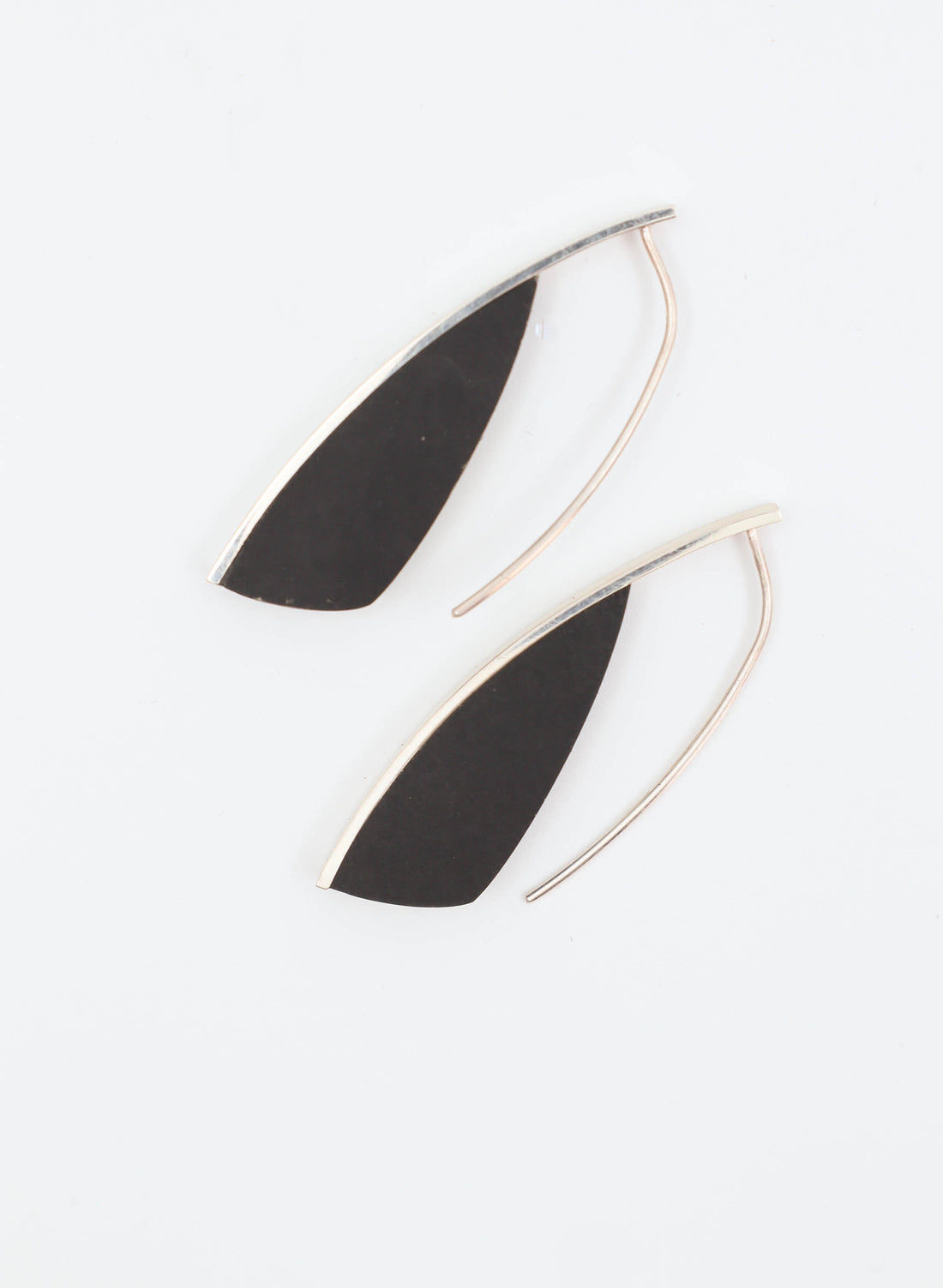 Curve Earrings - Basalt &amp; Sterling Silver