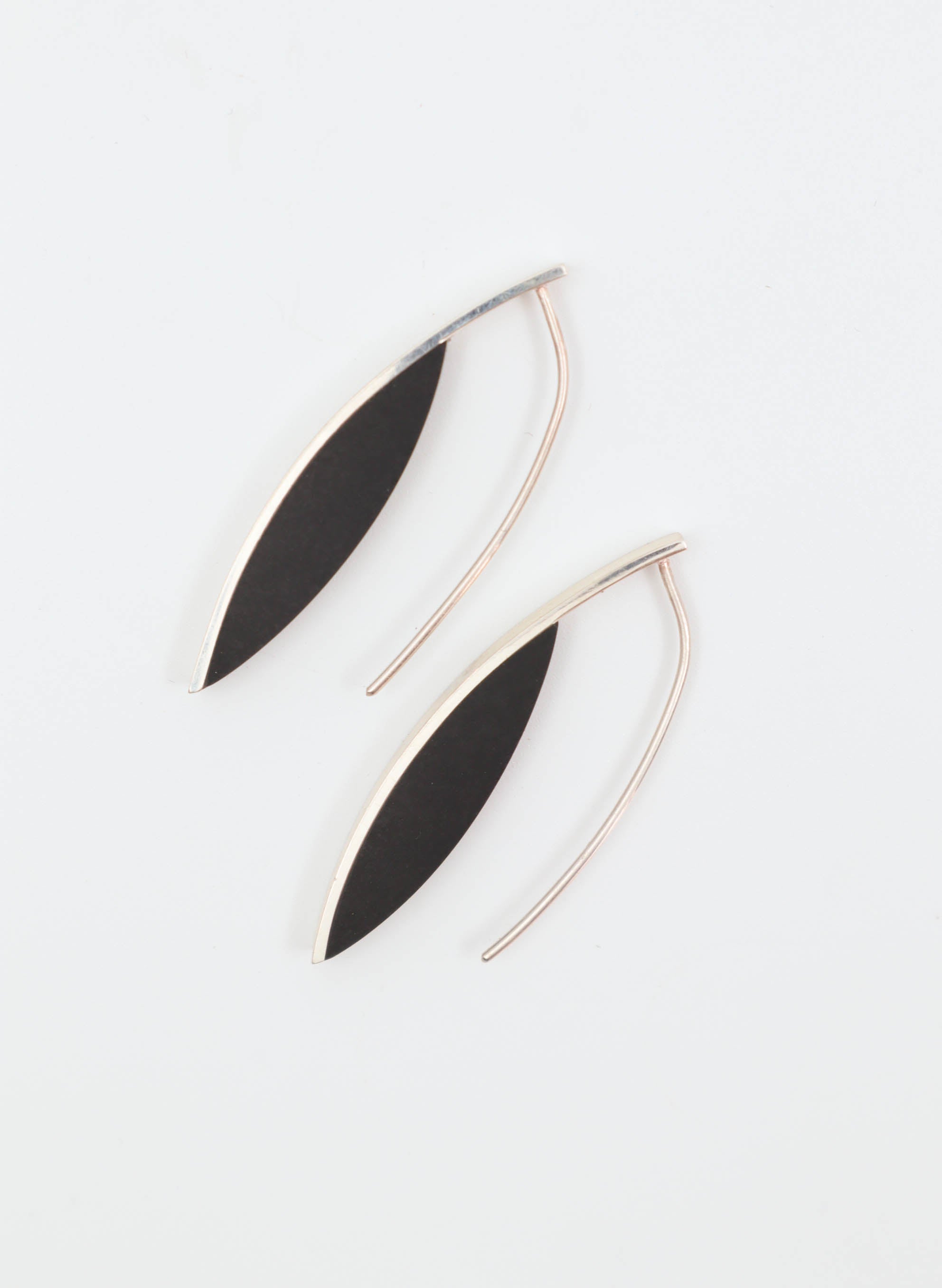 Curve Earrings - Basalt &amp; Sterling Silver