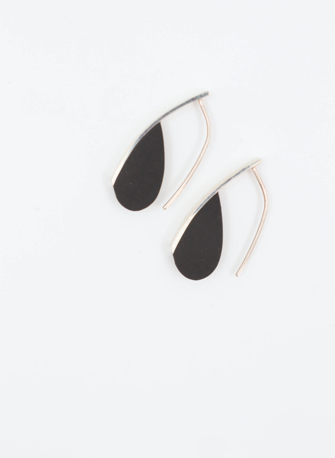 Curve Earrings - Basalt &amp; Sterling Silver