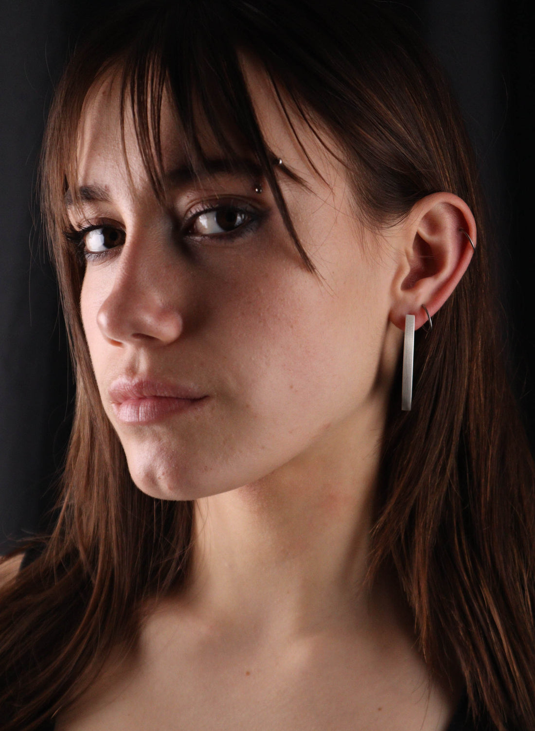 Curve Earrings - Basalt &amp; Sterling Silver