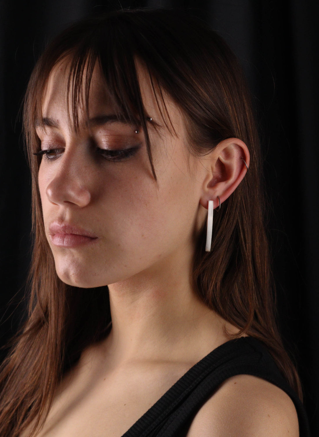 Curve Earrings - Basalt &amp; Sterling Silver