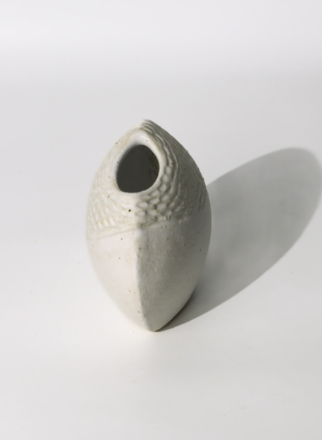 Egg Sculture Tall  Ceramic Vase White with a Texture