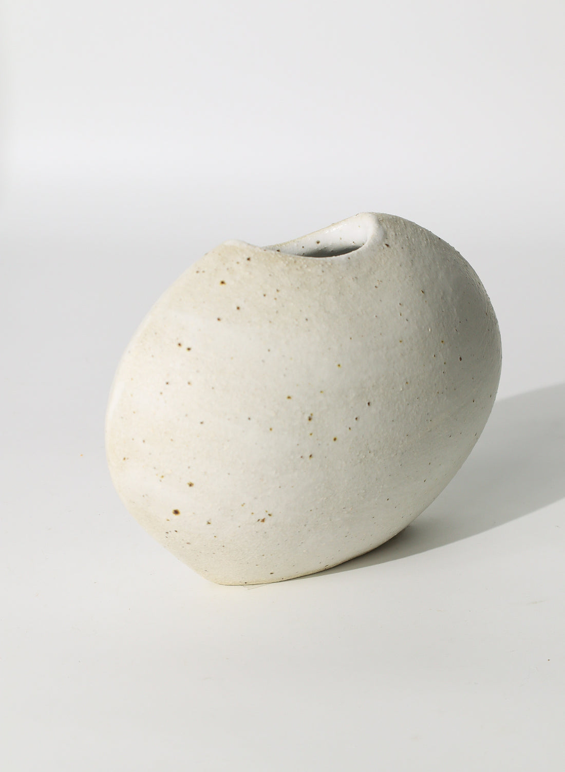 Egg Sculpture Tall  Ceramic Vase White with Smooth Walls