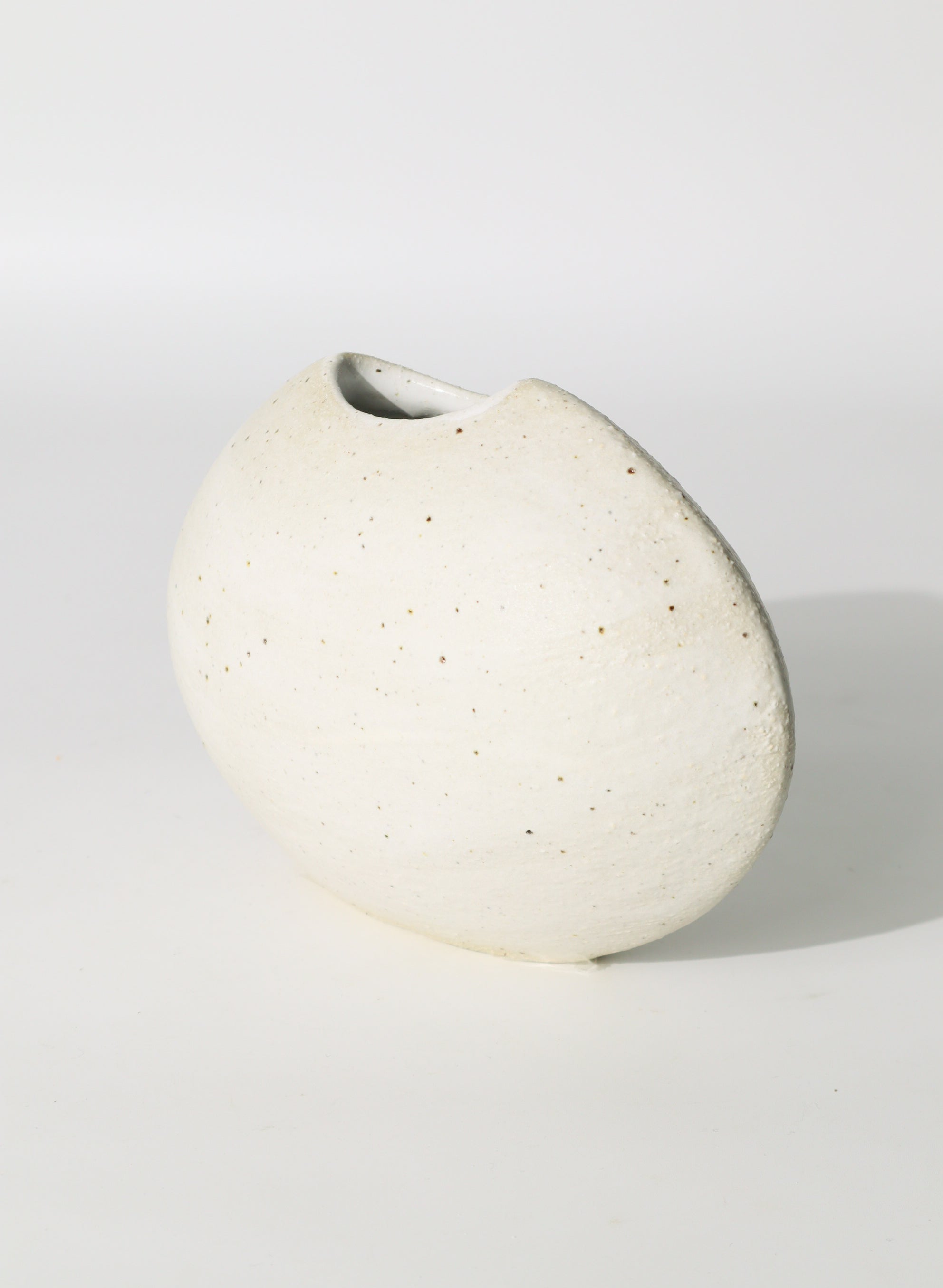 Egg Sculpture Tall  Ceramic Vase White with Smooth Walls