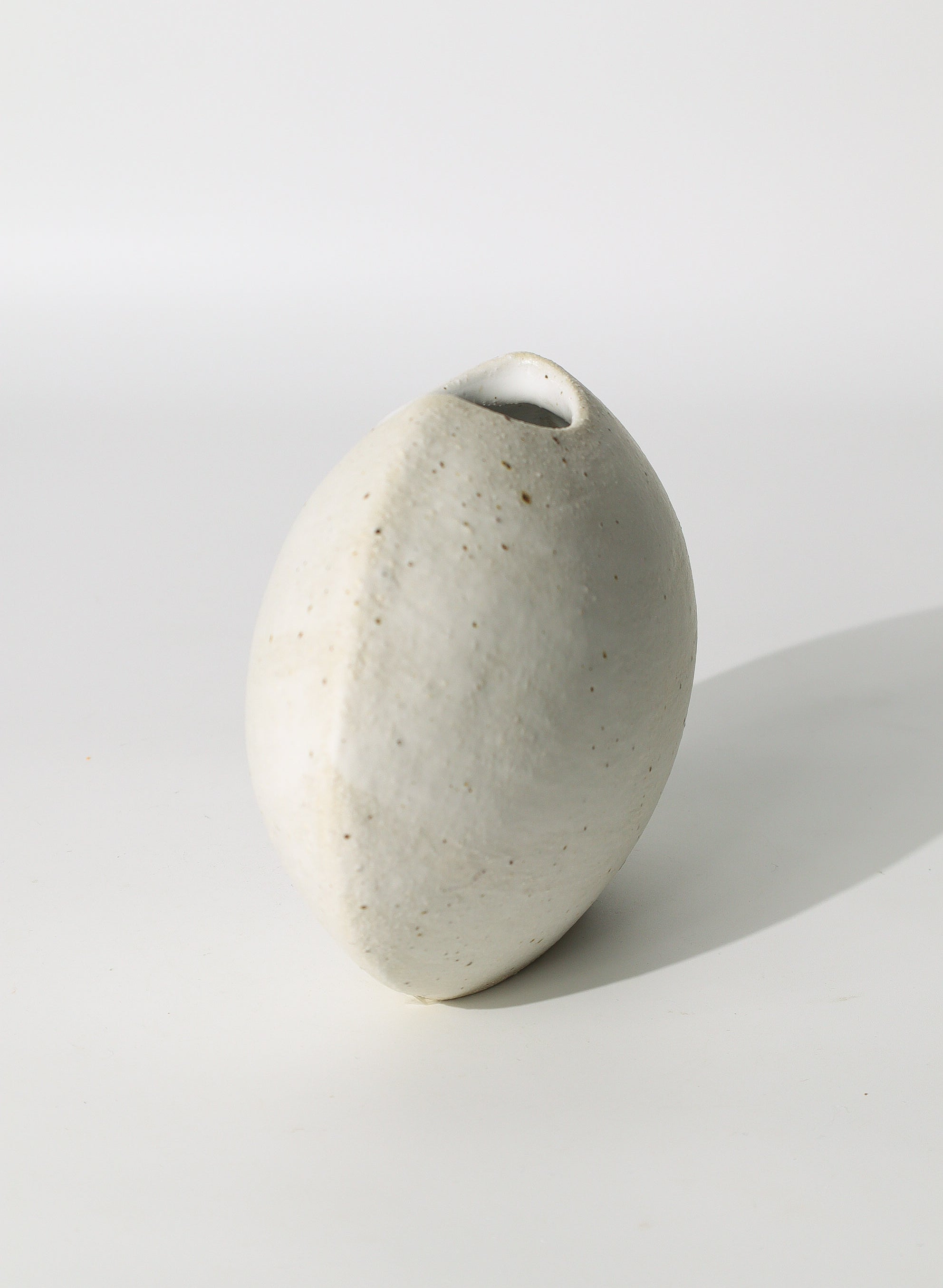 Egg Sculpture Tall  Ceramic Vase White with Smooth Walls