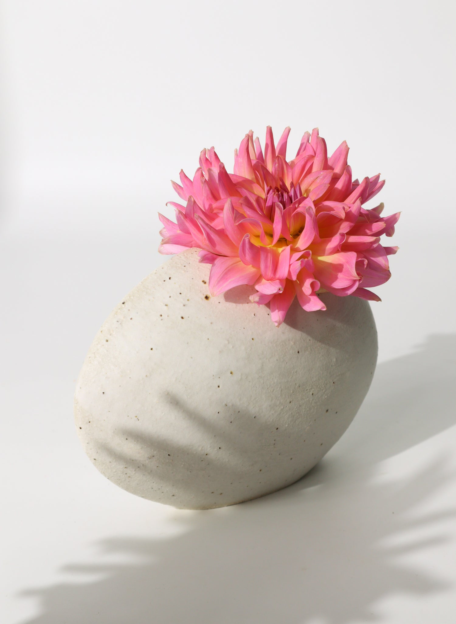 Egg Sculpture Tall  Ceramic Vase White with Smooth Walls