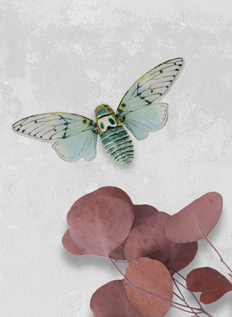 Ceramic Cicada - Blue &amp; Brown