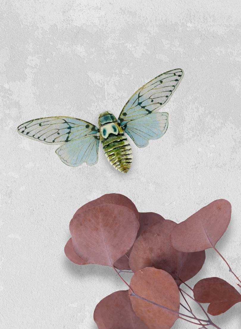 Ceramic Cicada - Brown &amp; Blue