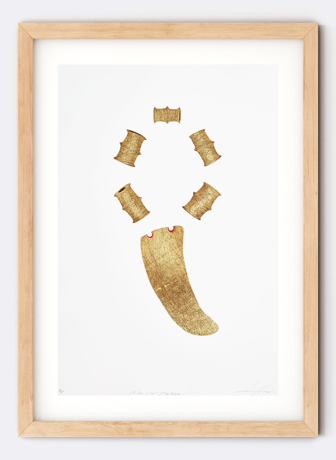 Mau Kaki  Parāoa (Whalebone Necklace) - Drypoint Print Framed