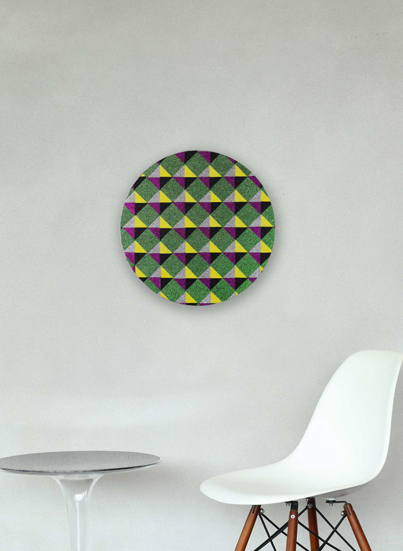 430mm Round - Green, Silver, Yellow and Black