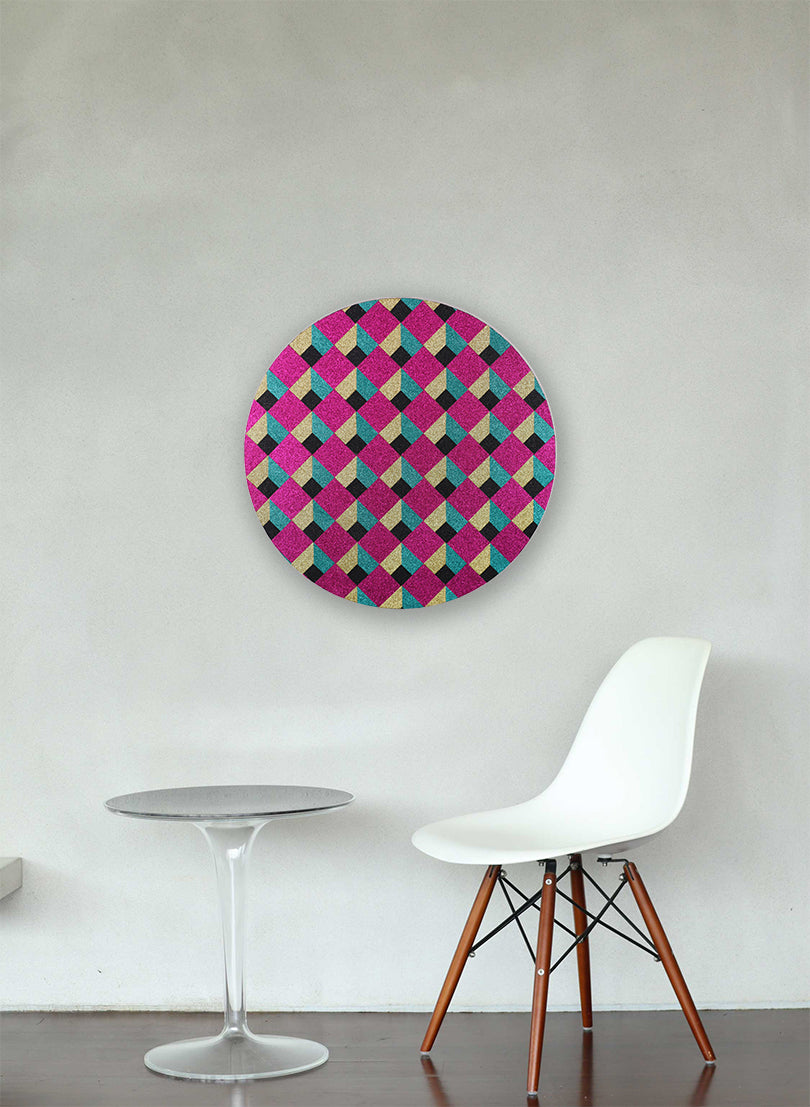 600mm Round - Pink, Gold, Green and Black