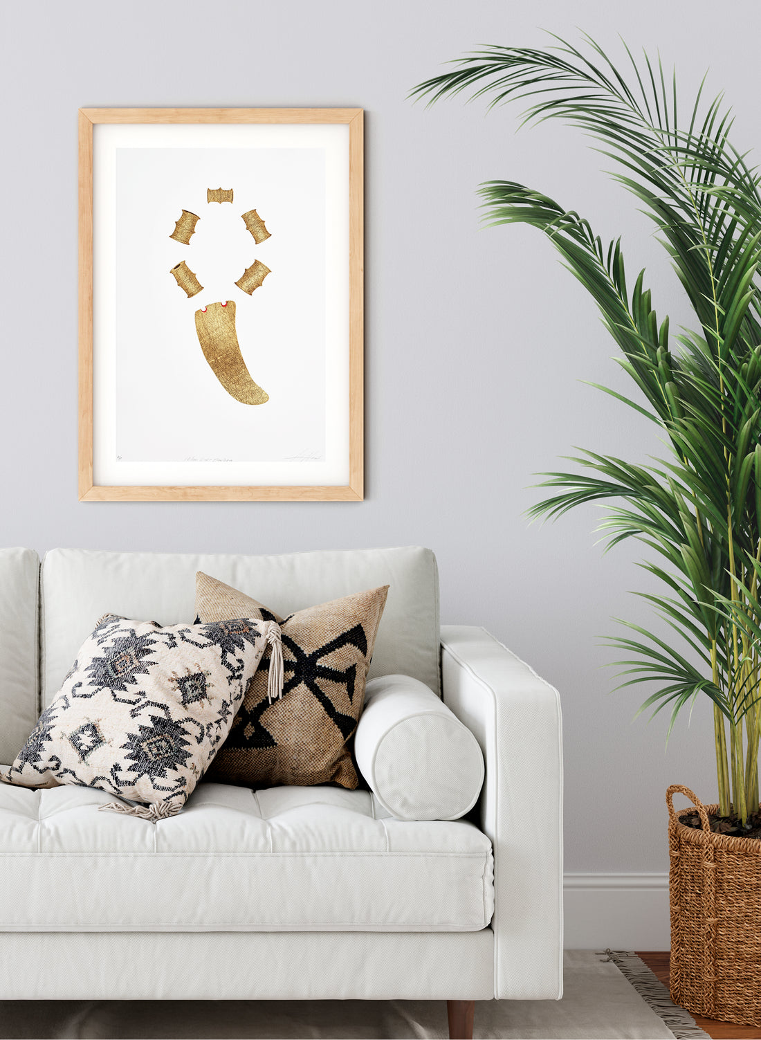 Mau Kaki  Parāoa (Whalebone Necklace) - Drypoint Print Framed