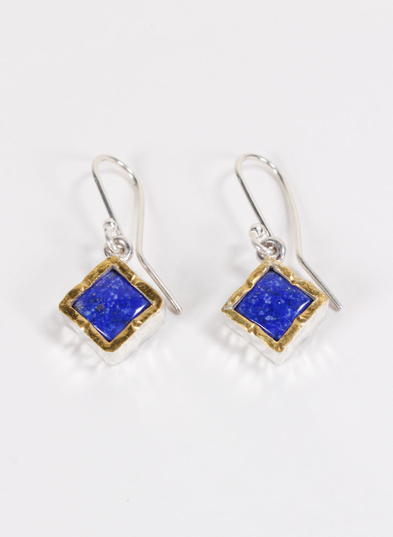 Diamond Lapis Earrings - 22ct Gold