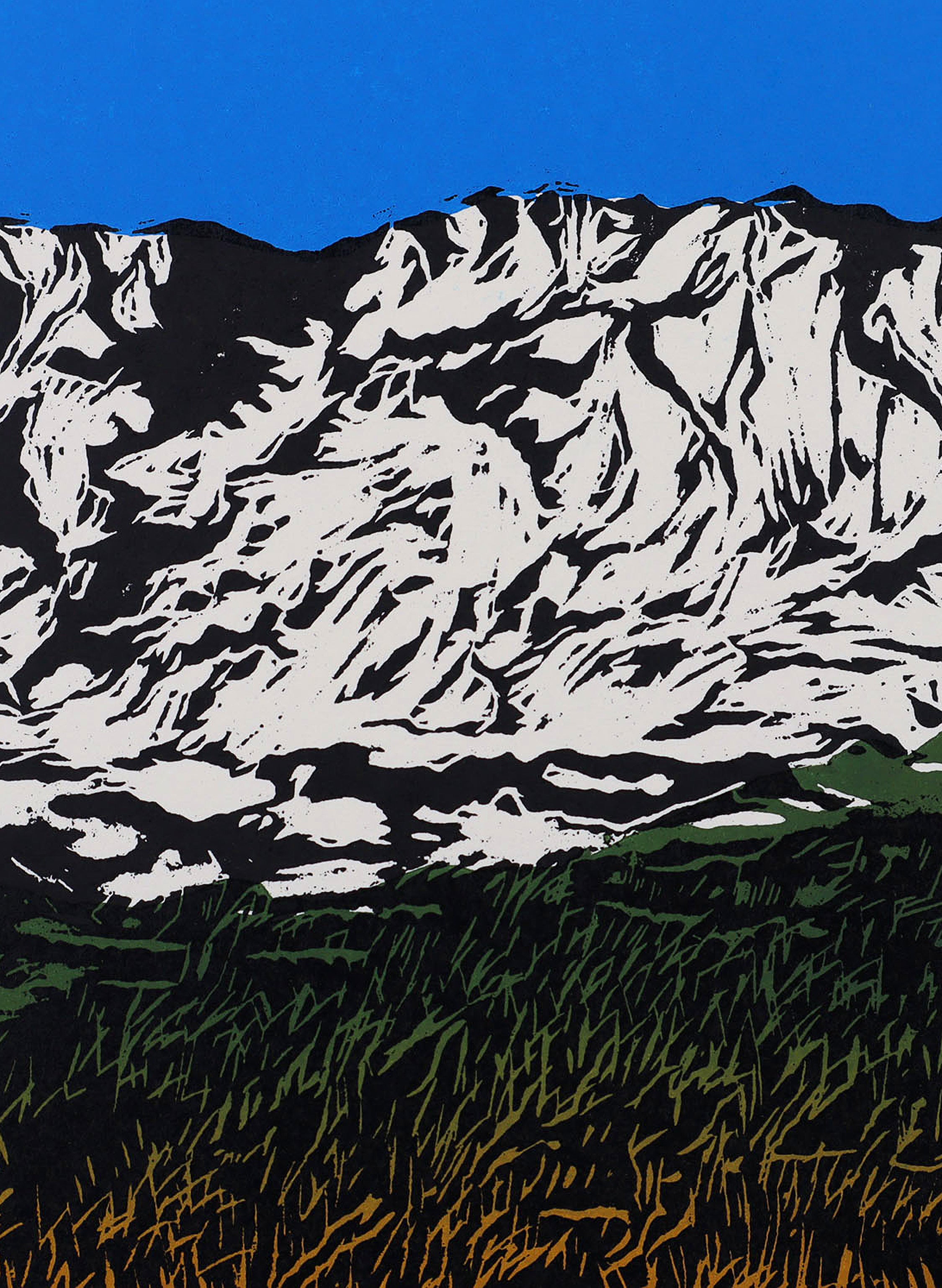 Mount Ruapehu - Woodblock Print