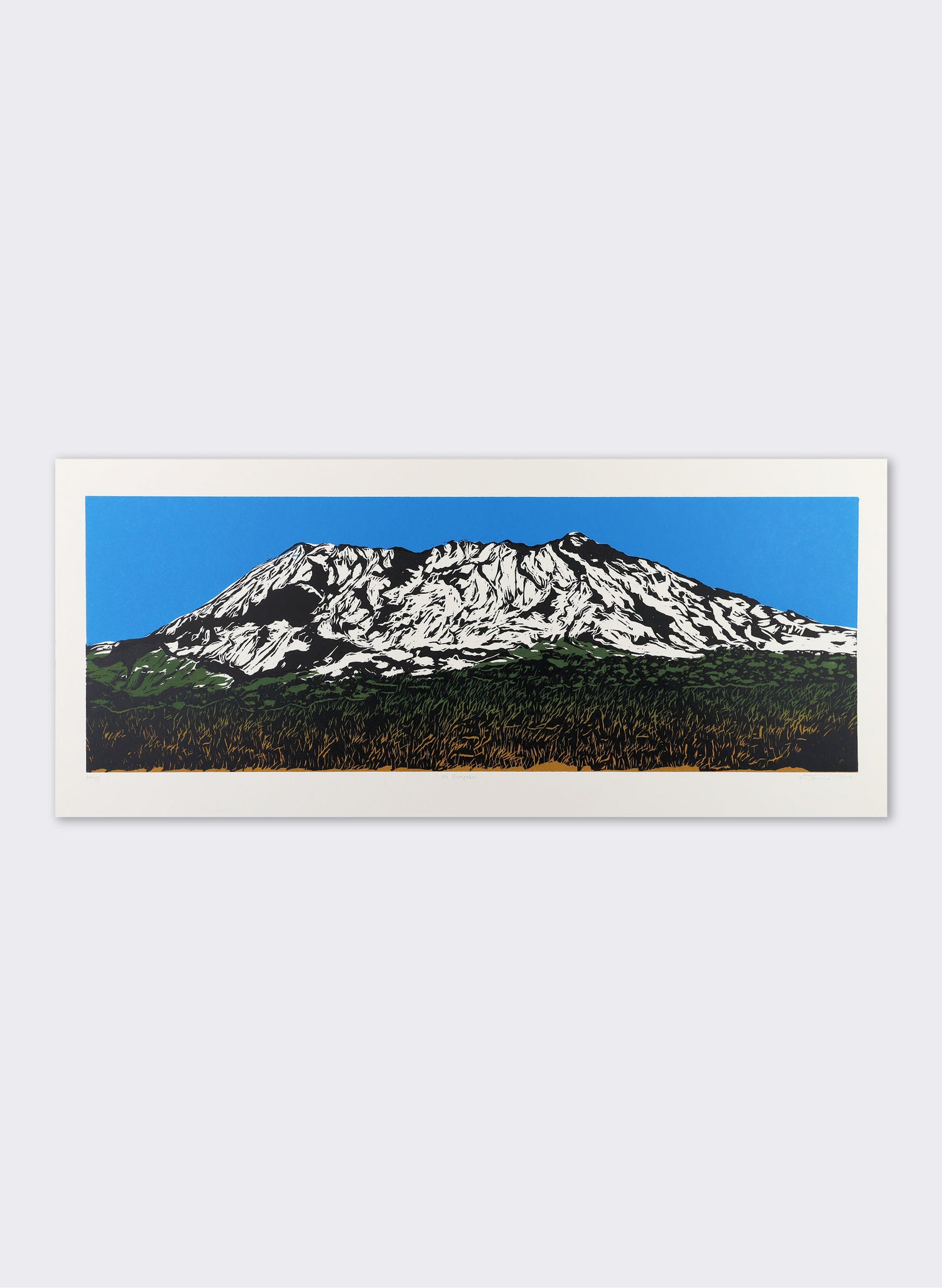 Mount Ruapehu - Woodblock Print