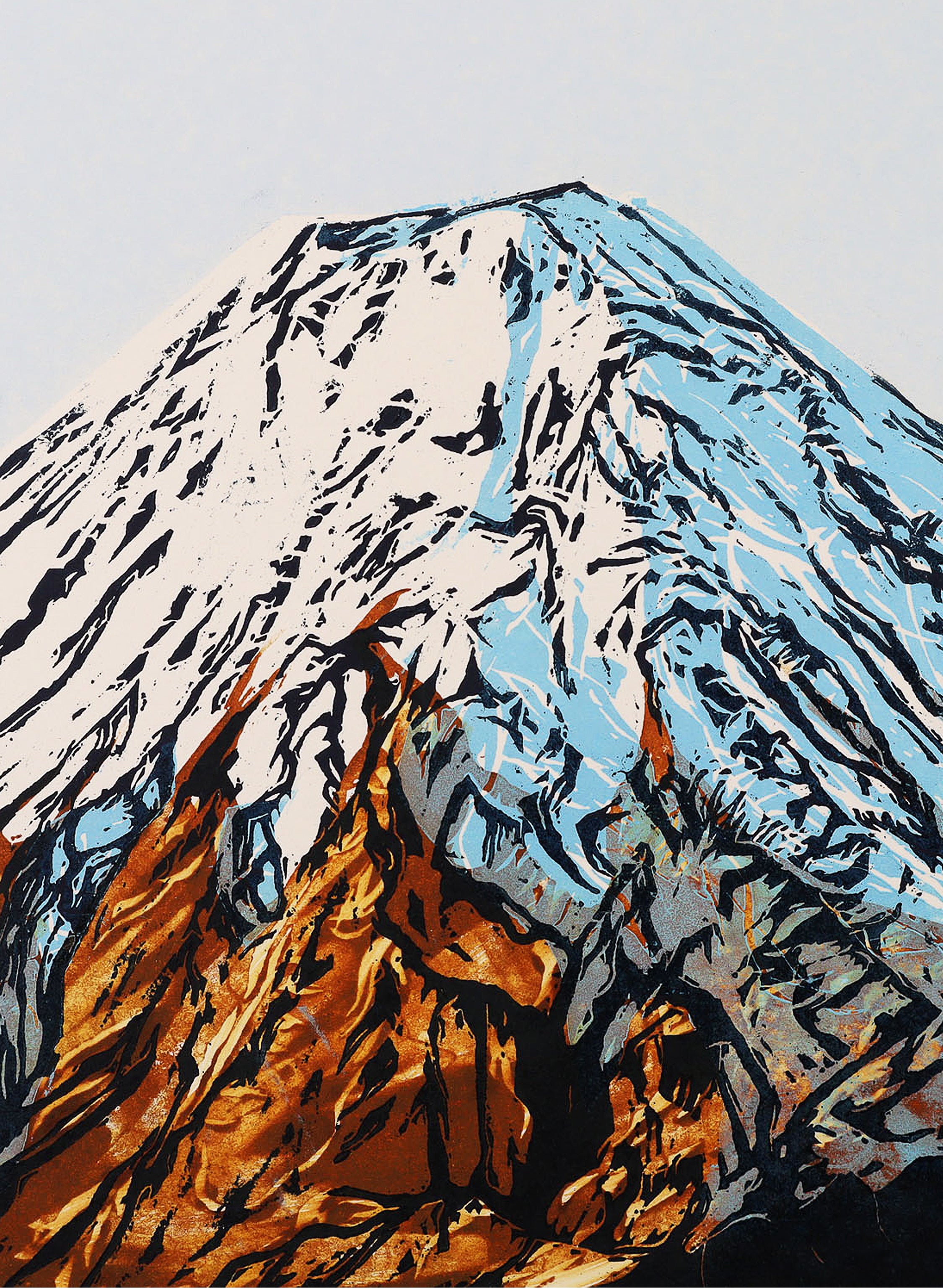 Mount Ngauruhoe - Woodblock Print