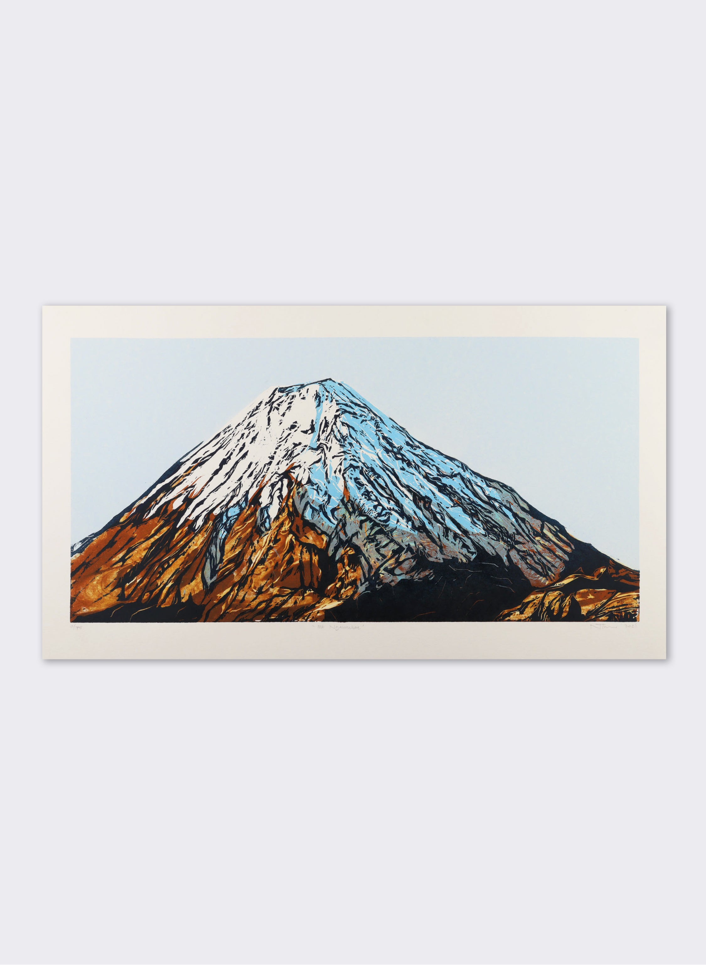 Mount Ngauruhoe - Woodblock Print