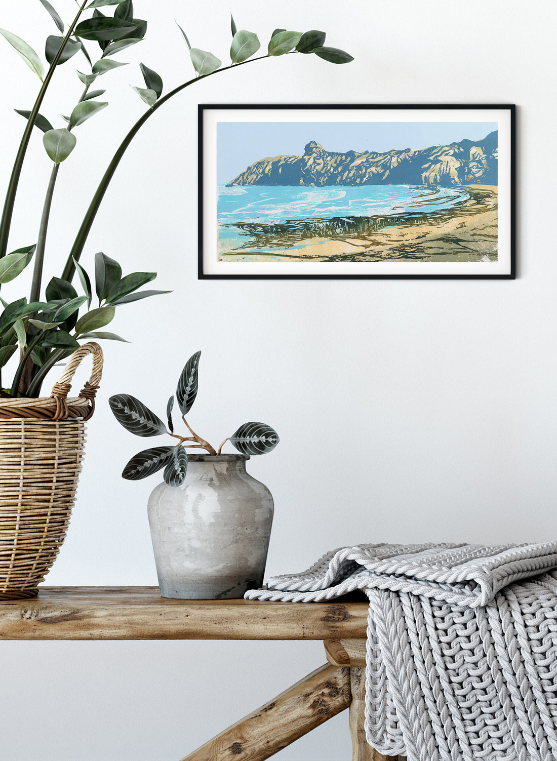 Taupo Bay - Woodblock Print
